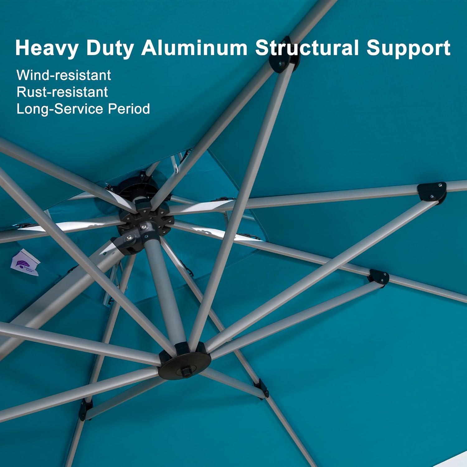 image:imagePURPLE LEAF 10 X 13 Patio Umbrella Outdoor Rectangle Umbrella Large Cantilever Umbrella Windproof Offset Heavy Duty Sun for Garden Deck Pool Patio BeigeTurquoise Blue