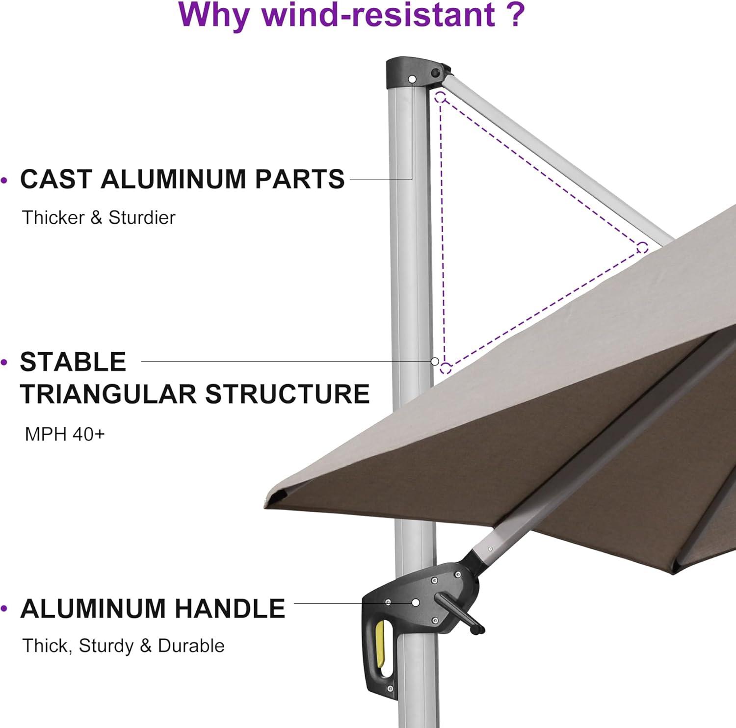 image:imagePURPLE LEAF 10 X 13 Patio Umbrella Outdoor Rectangle Umbrella Large Cantilever Umbrella Windproof Offset Heavy Duty Sun for Garden Deck Pool Patio BeigeCast Ash
