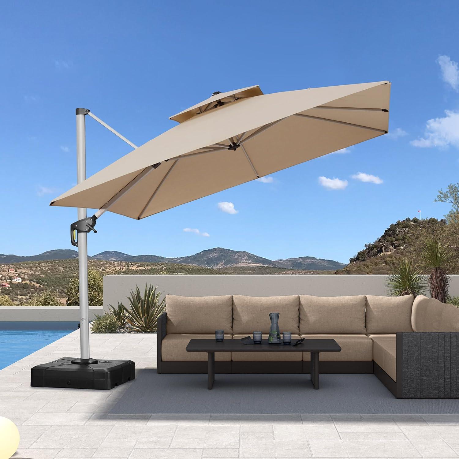 image:imagePURPLE LEAF 10 X 13 Patio Umbrella Outdoor Rectangle Umbrella Large Cantilever Umbrella Windproof Offset Heavy Duty Sun for Garden Deck Pool Patio BeigeSpectrum Sand