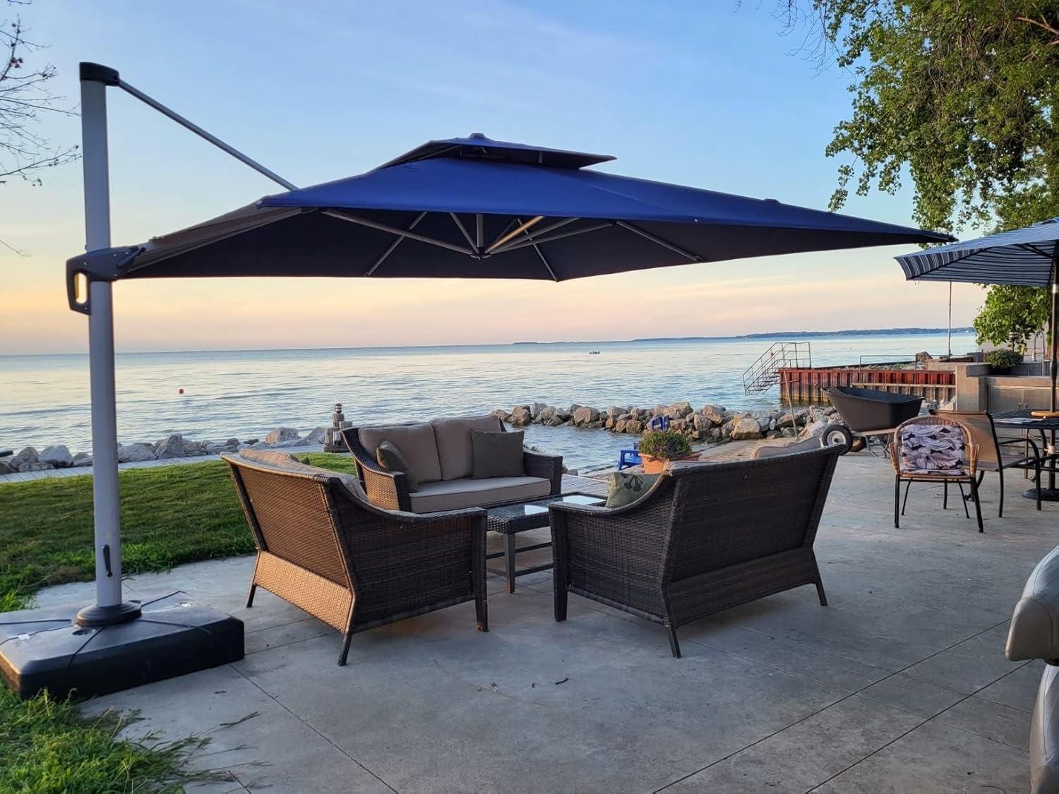 image:imagePURPLE LEAF 10 X 13 Patio Umbrella Outdoor Rectangle Umbrella Large Cantilever Umbrella Windproof Offset Heavy Duty Sun for Garden Deck Pool Patio BeigeNavy Blue