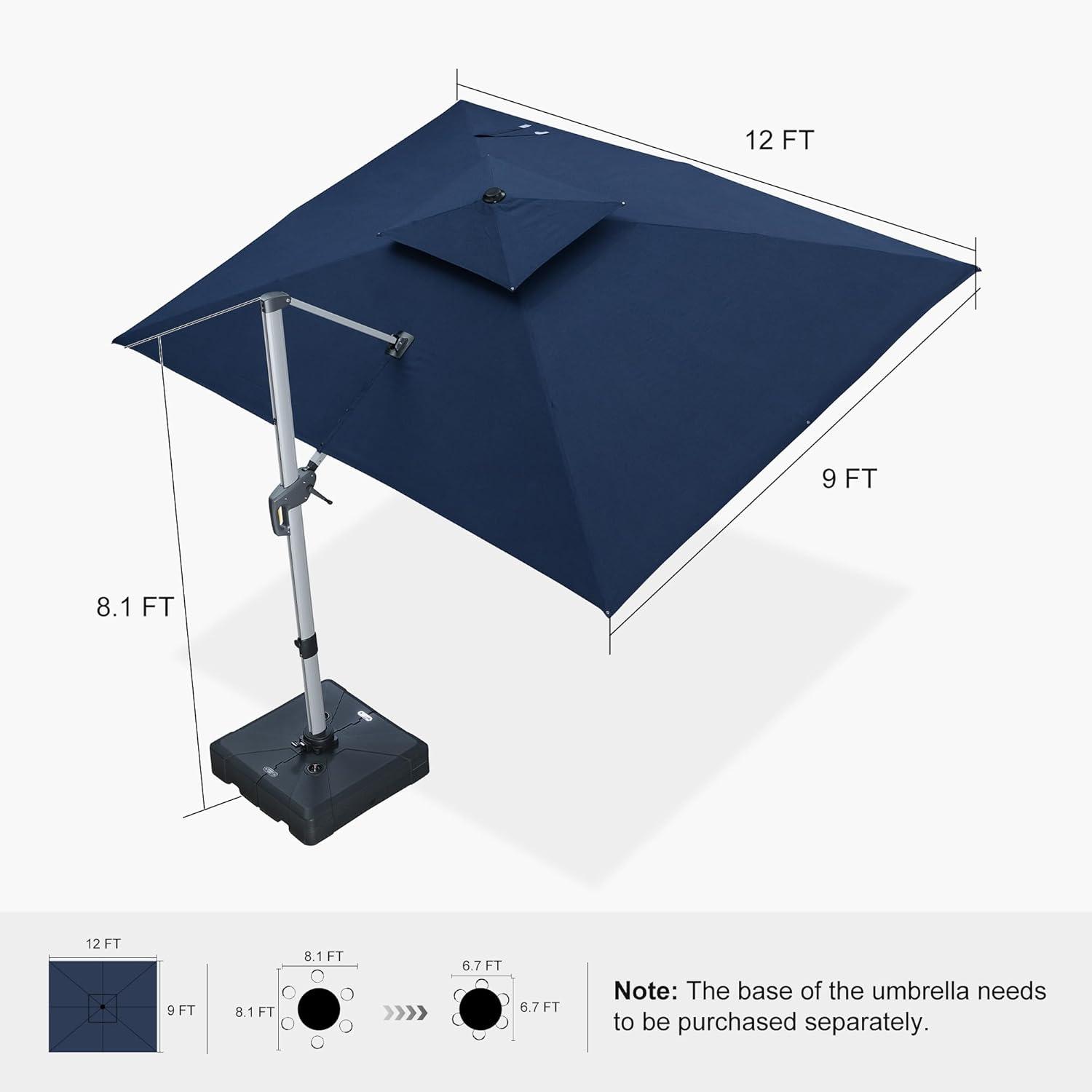 image:imagePURPLE LEAF 10 X 13 Patio Umbrella Outdoor Rectangle Umbrella Large Cantilever Umbrella Windproof Offset Heavy Duty Sun for Garden Deck Pool Patio BeigeSpectrum Indigo
