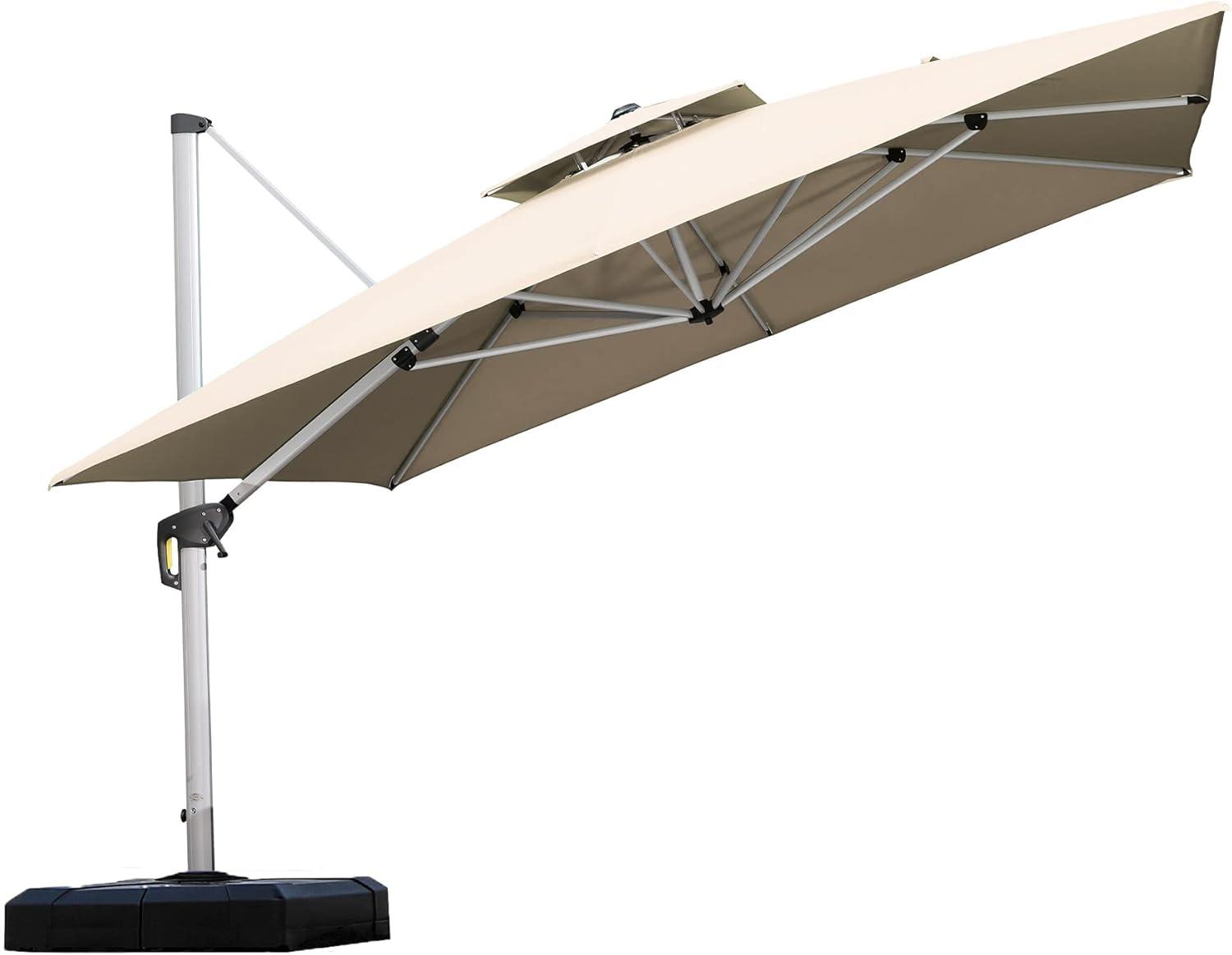 image:imagePURPLE LEAF 10 X 13 Patio Umbrella Outdoor Rectangle Umbrella Large Cantilever Umbrella Windproof Offset Heavy Duty Sun for Garden Deck Pool Patio BeigeBeige
