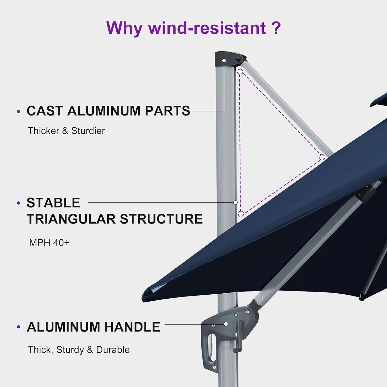 image:imagePURPLE LEAF 10 X 13 Patio Umbrella Outdoor Rectangle Umbrella Large Cantilever Umbrella Windproof Offset Heavy Duty Sun for Garden Deck Pool Patio BeigeSpectrum Indigo