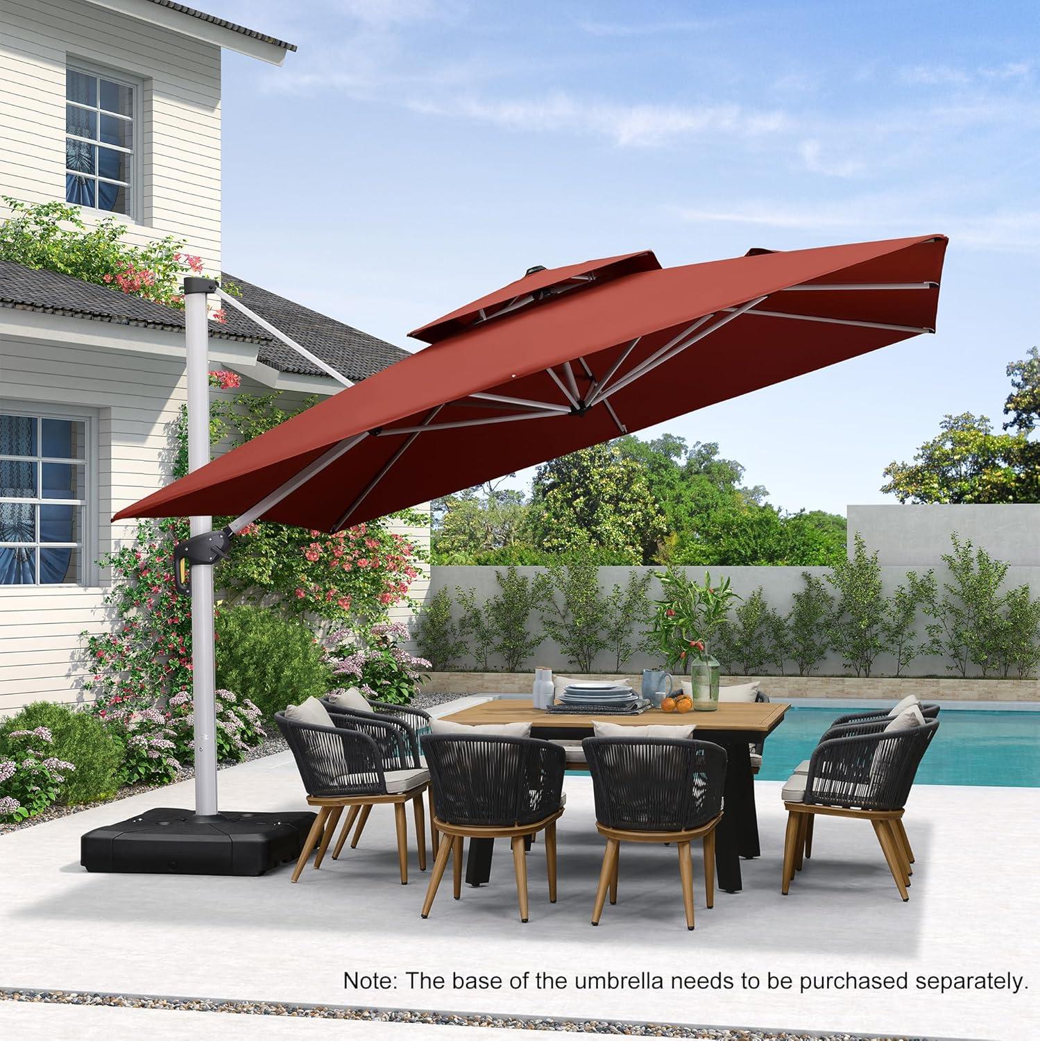 image:imagePURPLE LEAF 10 X 13 Patio Umbrella Outdoor Rectangle Umbrella Large Cantilever Umbrella Windproof Offset Heavy Duty Sun for Garden Deck Pool Patio BeigeBrick Red