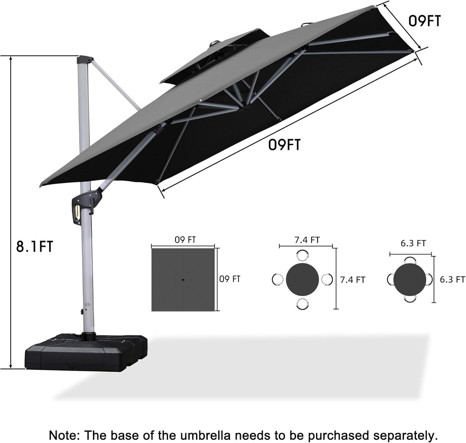 image:imagePURPLE LEAF 10 X 13 Patio Umbrella Outdoor Rectangle Umbrella Large Cantilever Umbrella Windproof Offset Heavy Duty Sun for Garden Deck Pool Patio BeigeGrey