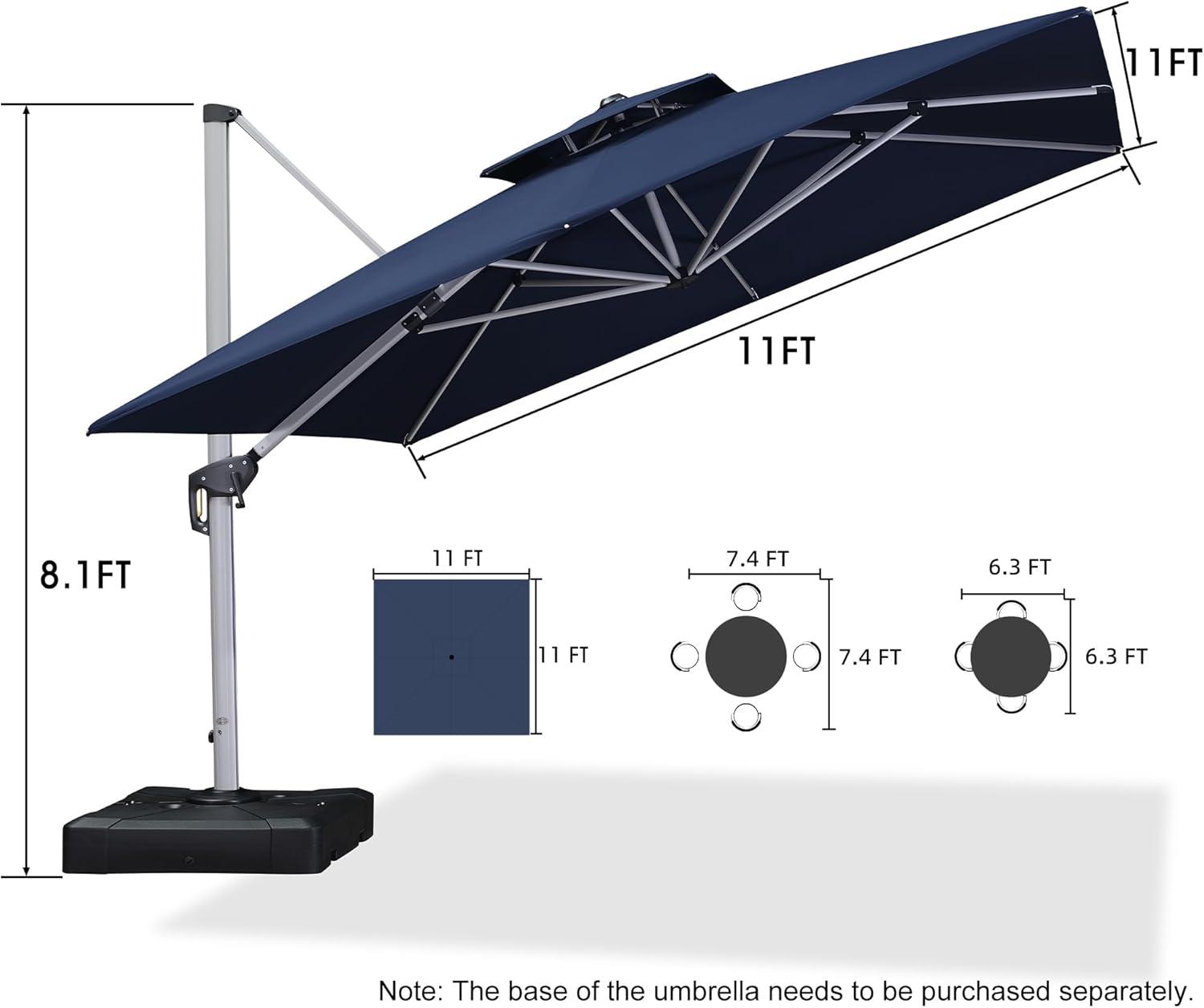 image:imagePURPLE LEAF 10 X 13 Patio Umbrella Outdoor Rectangle Umbrella Large Cantilever Umbrella Windproof Offset Heavy Duty Sun for Garden Deck Pool Patio BeigeNavy Blue