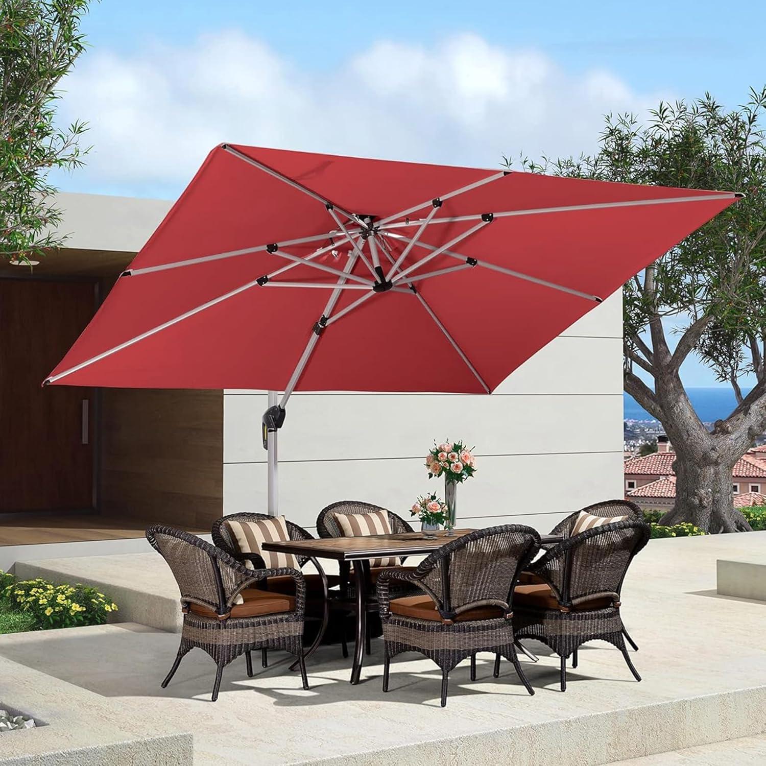 image:imagePURPLE LEAF 10 X 13 Patio Umbrella Outdoor Rectangle Umbrella Large Cantilever Umbrella Windproof Offset Heavy Duty Sun for Garden Deck Pool Patio BeigeTerra