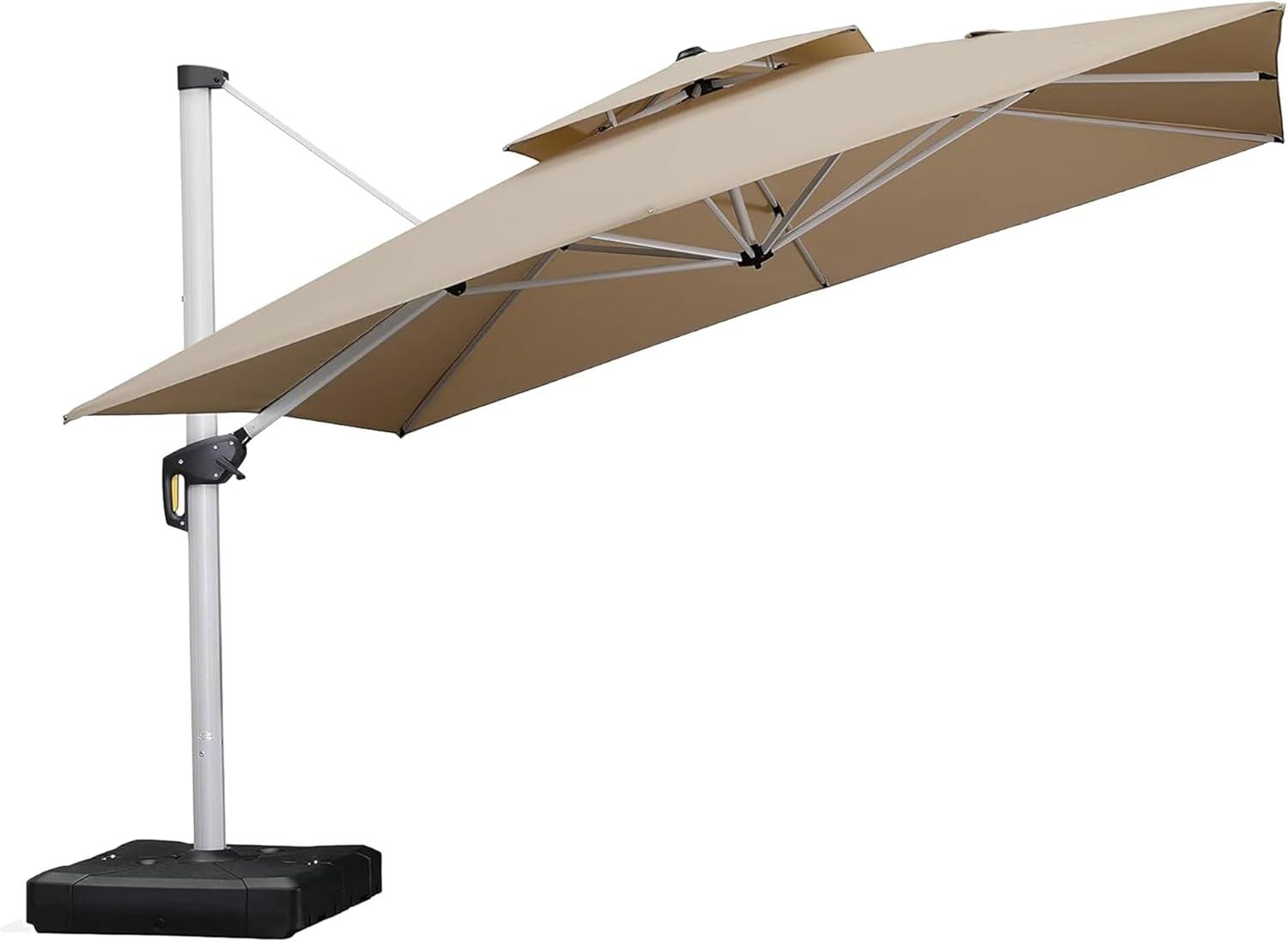 image:imagePURPLE LEAF 10 X 13 Patio Umbrella Outdoor Rectangle Umbrella Large Cantilever Umbrella Windproof Offset Heavy Duty Sun for Garden Deck Pool Patio BeigeBeige