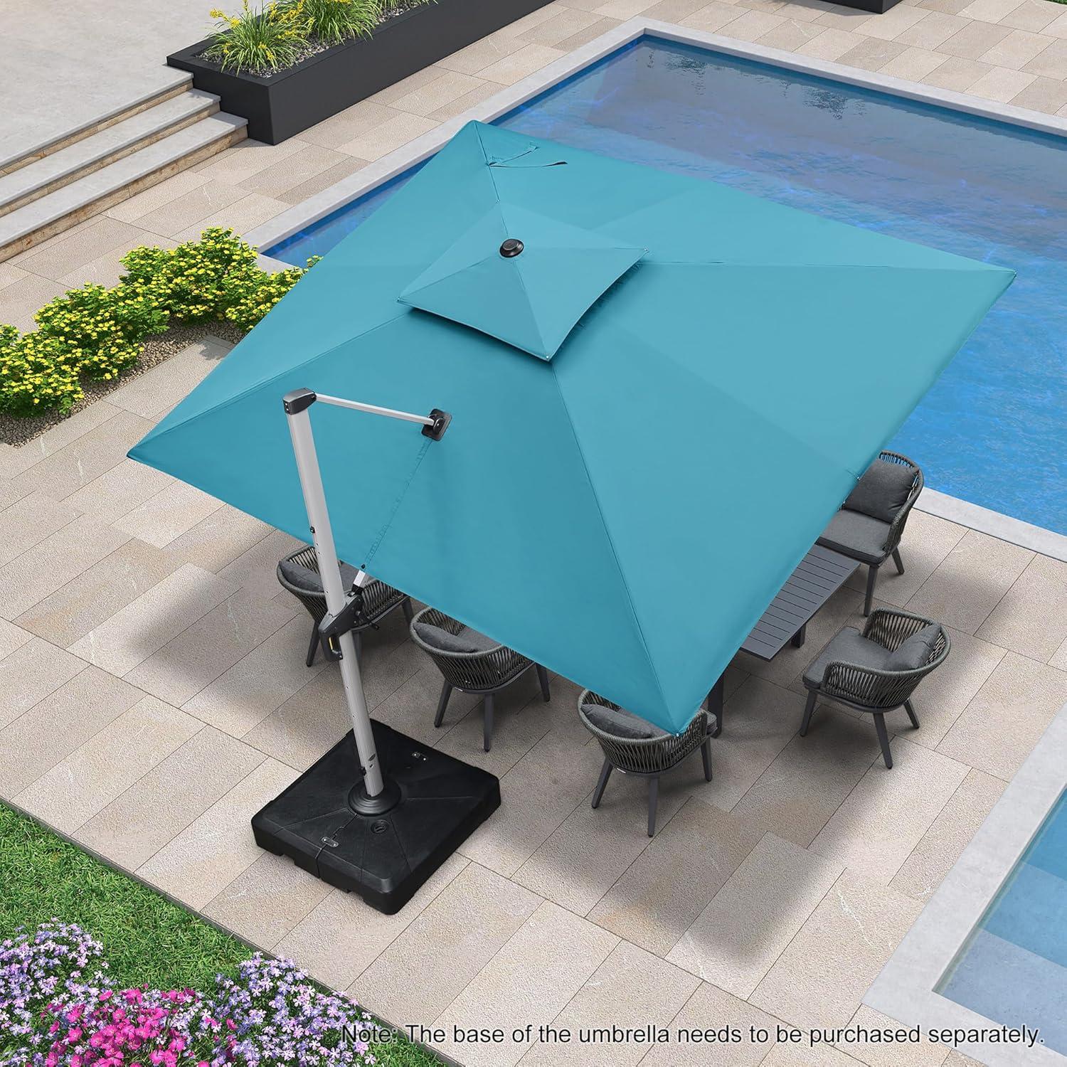 image:imagePURPLE LEAF 10 X 13 Patio Umbrella Outdoor Rectangle Umbrella Large Cantilever Umbrella Windproof Offset Heavy Duty Sun for Garden Deck Pool Patio BeigeTurquoise Blue