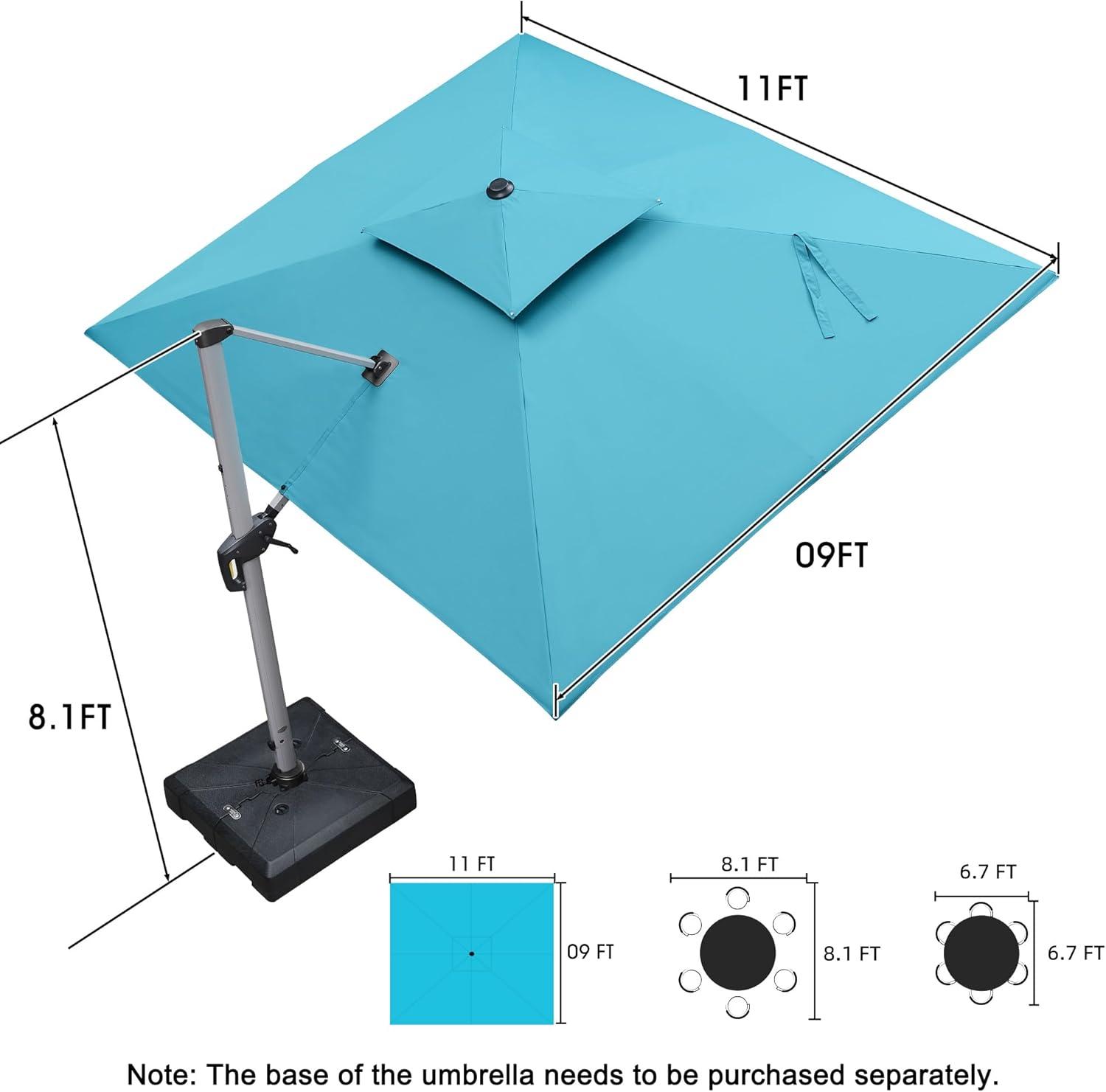 image:imagePURPLE LEAF 10 X 13 Patio Umbrella Outdoor Rectangle Umbrella Large Cantilever Umbrella Windproof Offset Heavy Duty Sun for Garden Deck Pool Patio BeigeTurquoise Blue