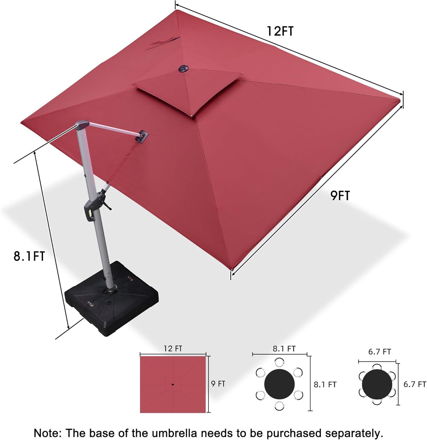 image:imagePURPLE LEAF 10 X 13 Patio Umbrella Outdoor Rectangle Umbrella Large Cantilever Umbrella Windproof Offset Heavy Duty Sun for Garden Deck Pool Patio BeigeTerra