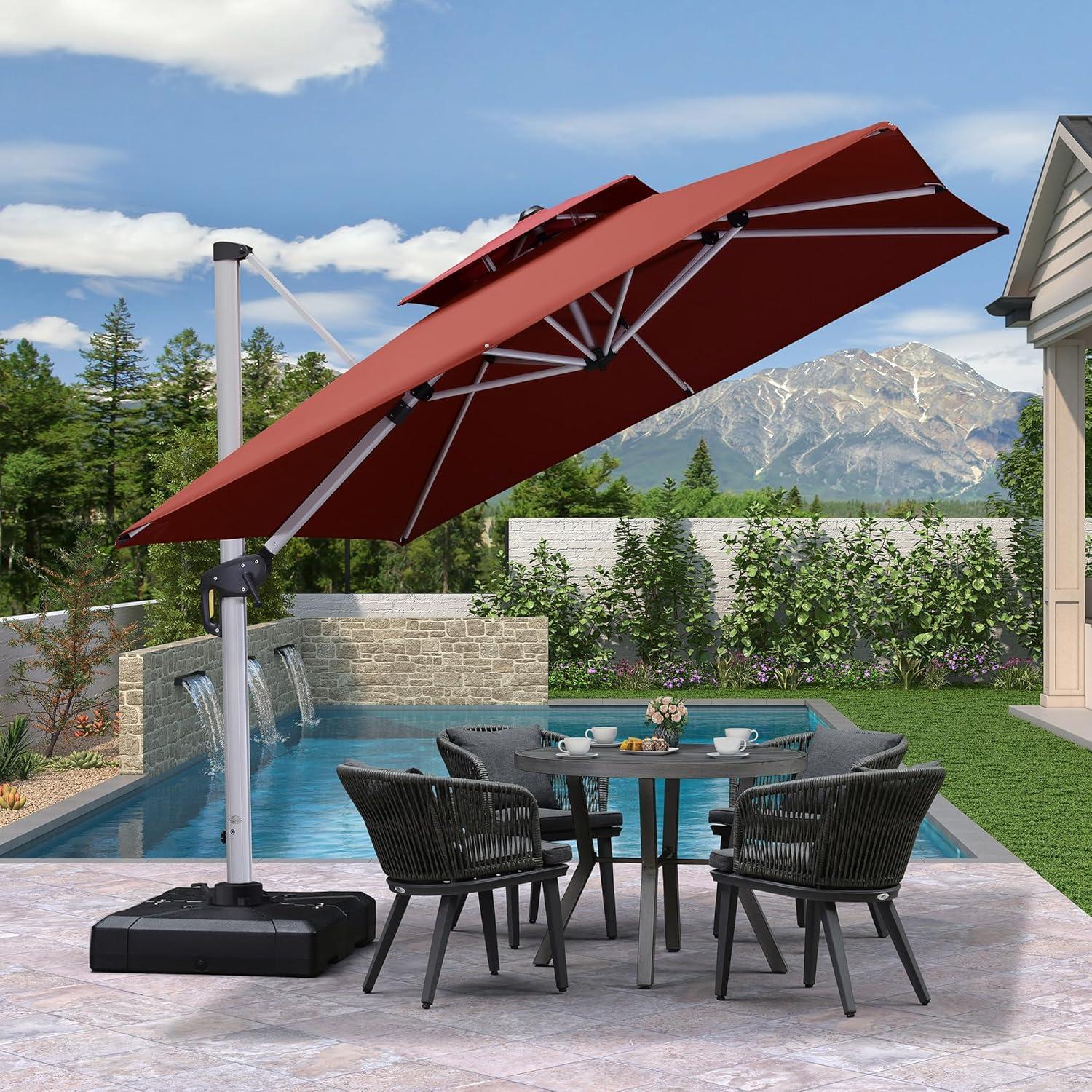 image:imagePURPLE LEAF 10 X 13 Patio Umbrella Outdoor Rectangle Umbrella Large Cantilever Umbrella Windproof Offset Heavy Duty Sun for Garden Deck Pool Patio BeigeBrick Red