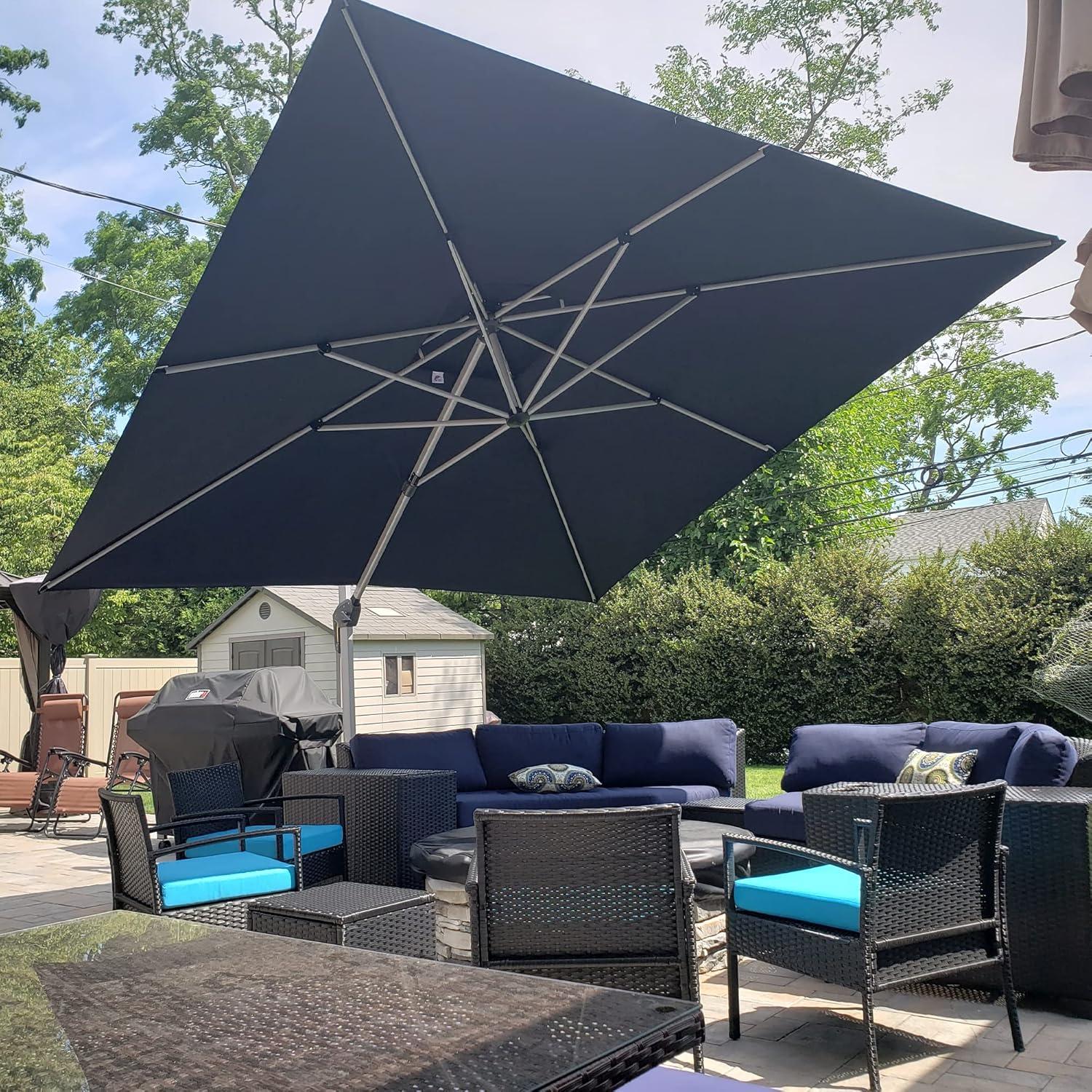 image:imagePURPLE LEAF 10 X 13 Patio Umbrella Outdoor Rectangle Umbrella Large Cantilever Umbrella Windproof Offset Heavy Duty Sun for Garden Deck Pool Patio BeigeGrey