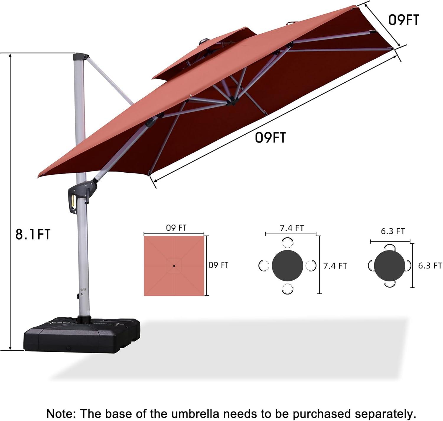 image:imagePURPLE LEAF 10 X 13 Patio Umbrella Outdoor Rectangle Umbrella Large Cantilever Umbrella Windproof Offset Heavy Duty Sun for Garden Deck Pool Patio BeigeBrick Red