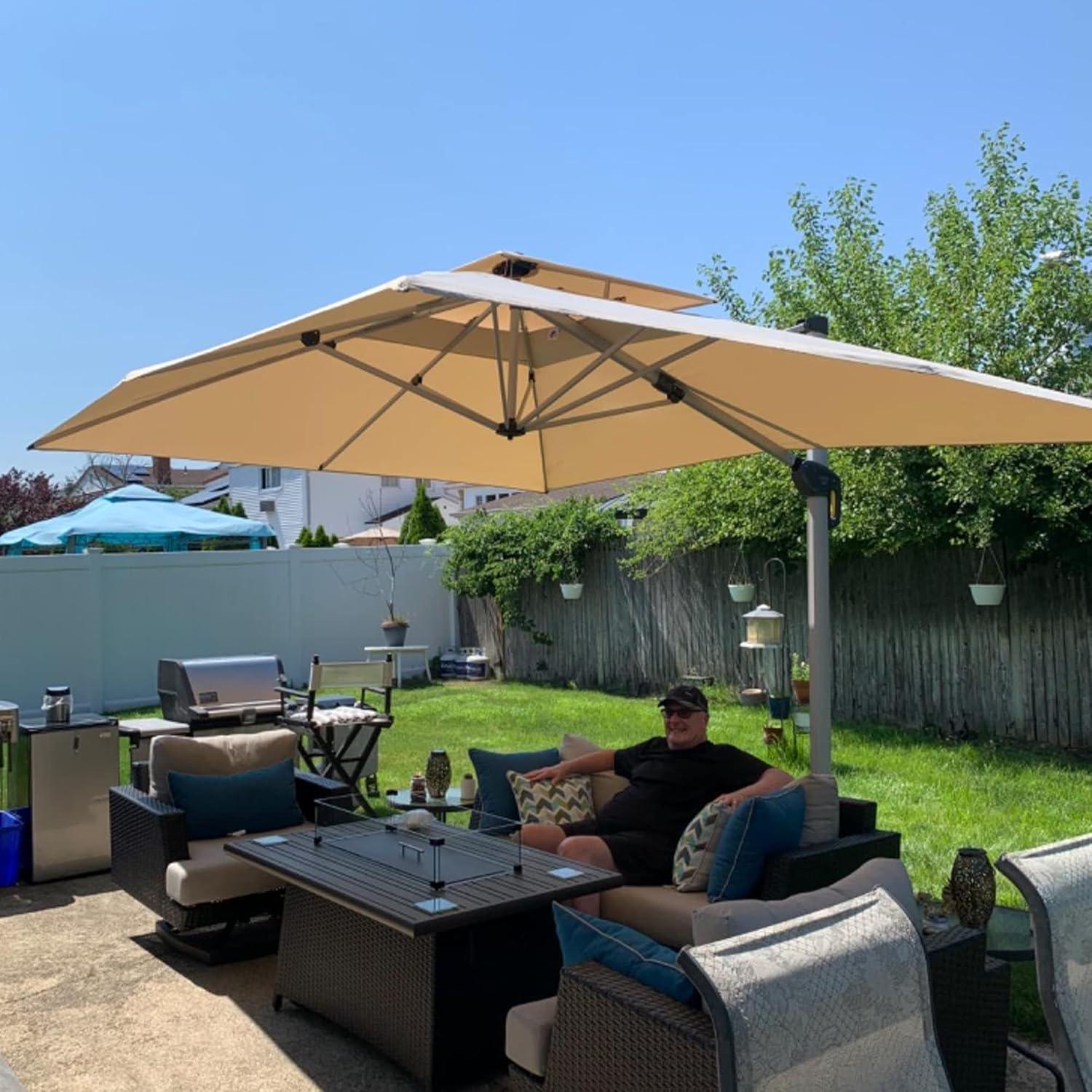 image:imagePURPLE LEAF 10 X 13 Patio Umbrella Outdoor Rectangle Umbrella Large Cantilever Umbrella Windproof Offset Heavy Duty Sun for Garden Deck Pool Patio BeigeBeige