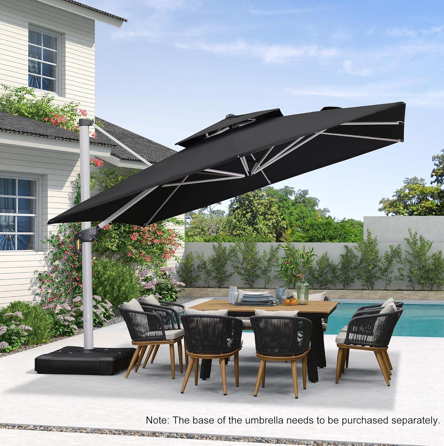 image:imagePURPLE LEAF 10 X 13 Patio Umbrella Outdoor Rectangle Umbrella Large Cantilever Umbrella Windproof Offset Heavy Duty Sun for Garden Deck Pool Patio BeigeBlack