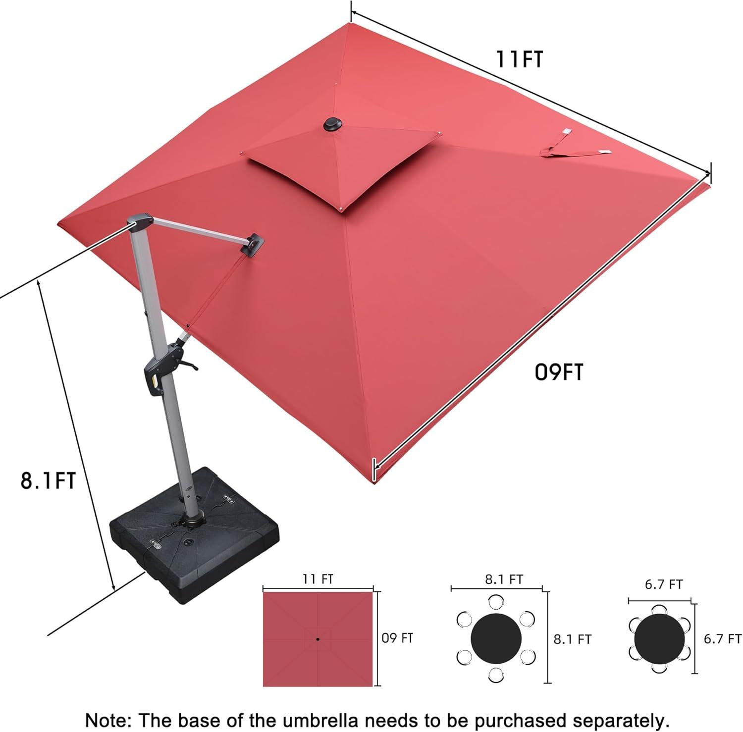 image:imagePURPLE LEAF 10 X 13 Patio Umbrella Outdoor Rectangle Umbrella Large Cantilever Umbrella Windproof Offset Heavy Duty Sun for Garden Deck Pool Patio BeigeTerra