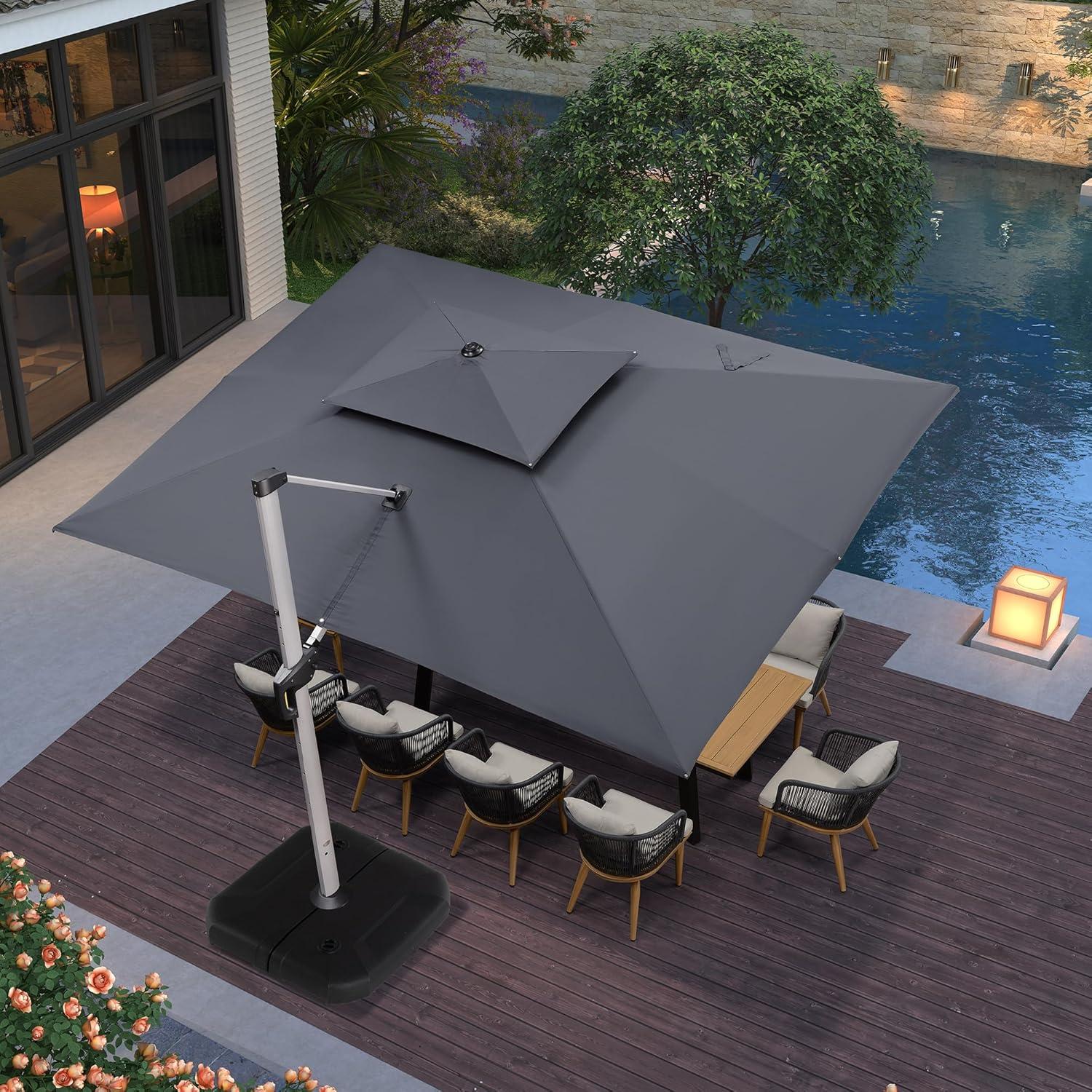 image:imagePURPLE LEAF 10 X 13 Patio Umbrella Outdoor Rectangle Umbrella Large Cantilever Umbrella Windproof Offset Heavy Duty Sun for Garden Deck Pool Patio BeigeGrey