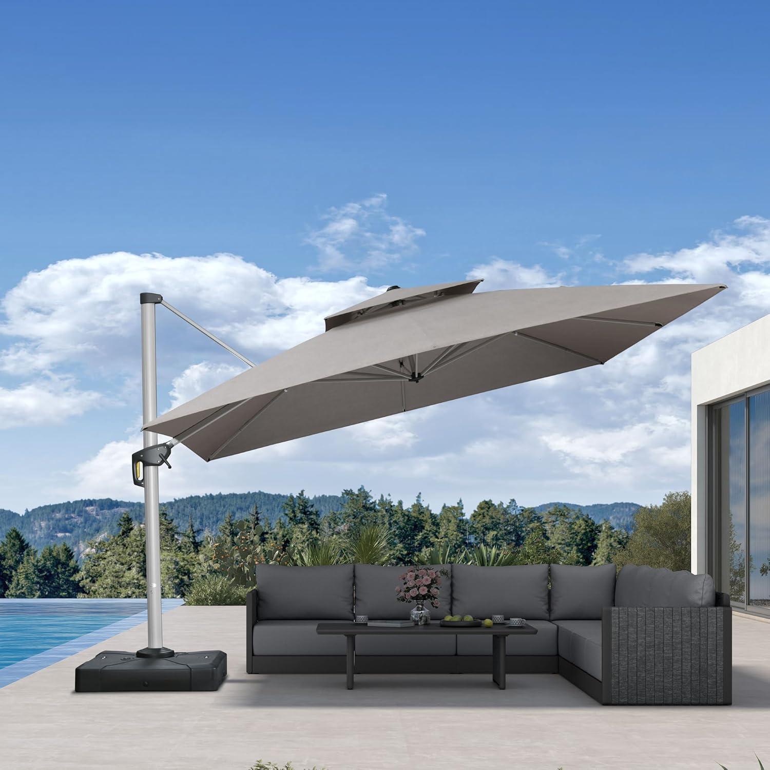 image:imagePURPLE LEAF 10 X 13 Patio Umbrella Outdoor Rectangle Umbrella Large Cantilever Umbrella Windproof Offset Heavy Duty Sun for Garden Deck Pool Patio BeigeCast Ash