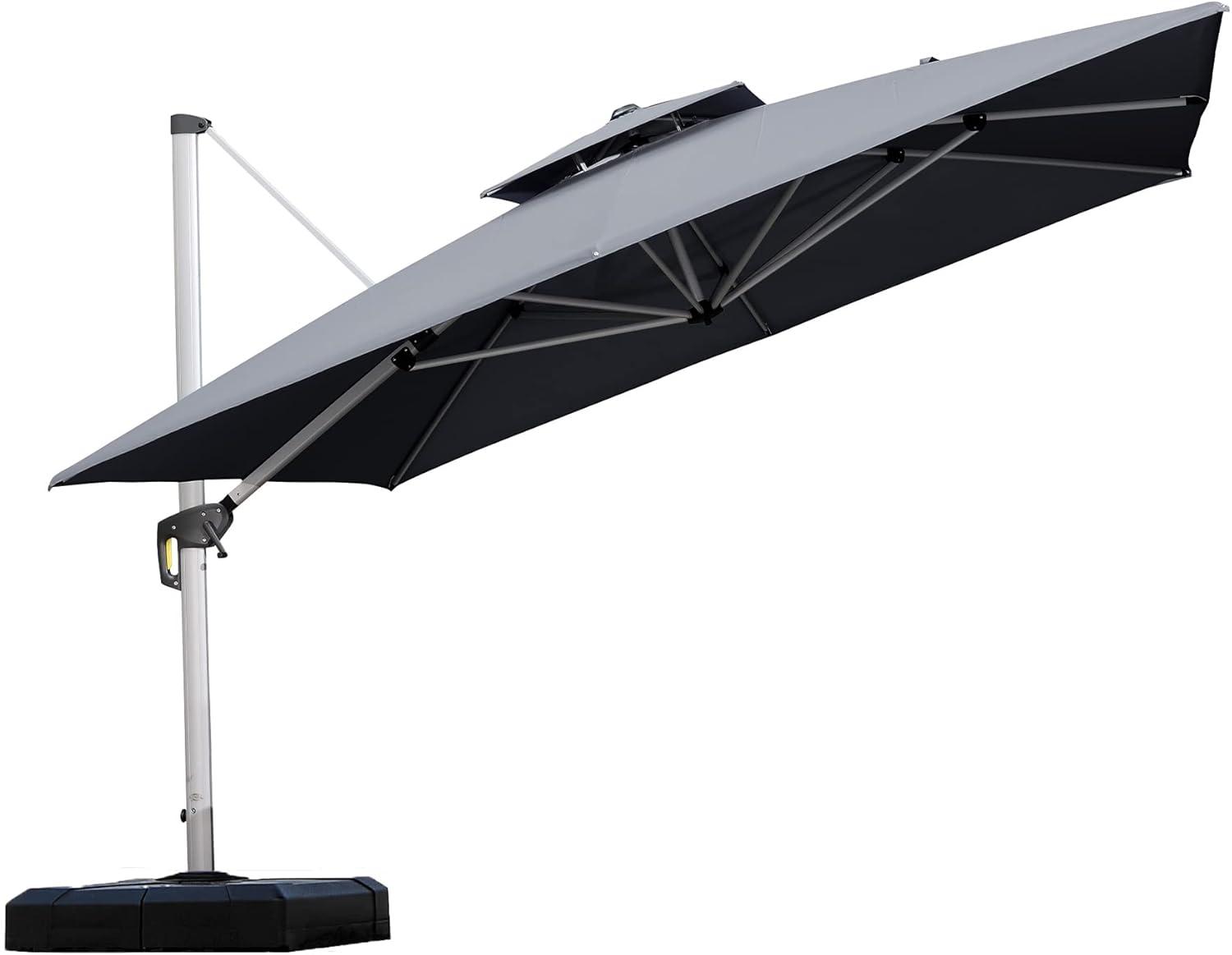 image:imagePURPLE LEAF 10 X 13 Patio Umbrella Outdoor Rectangle Umbrella Large Cantilever Umbrella Windproof Offset Heavy Duty Sun for Garden Deck Pool Patio BeigeGrey