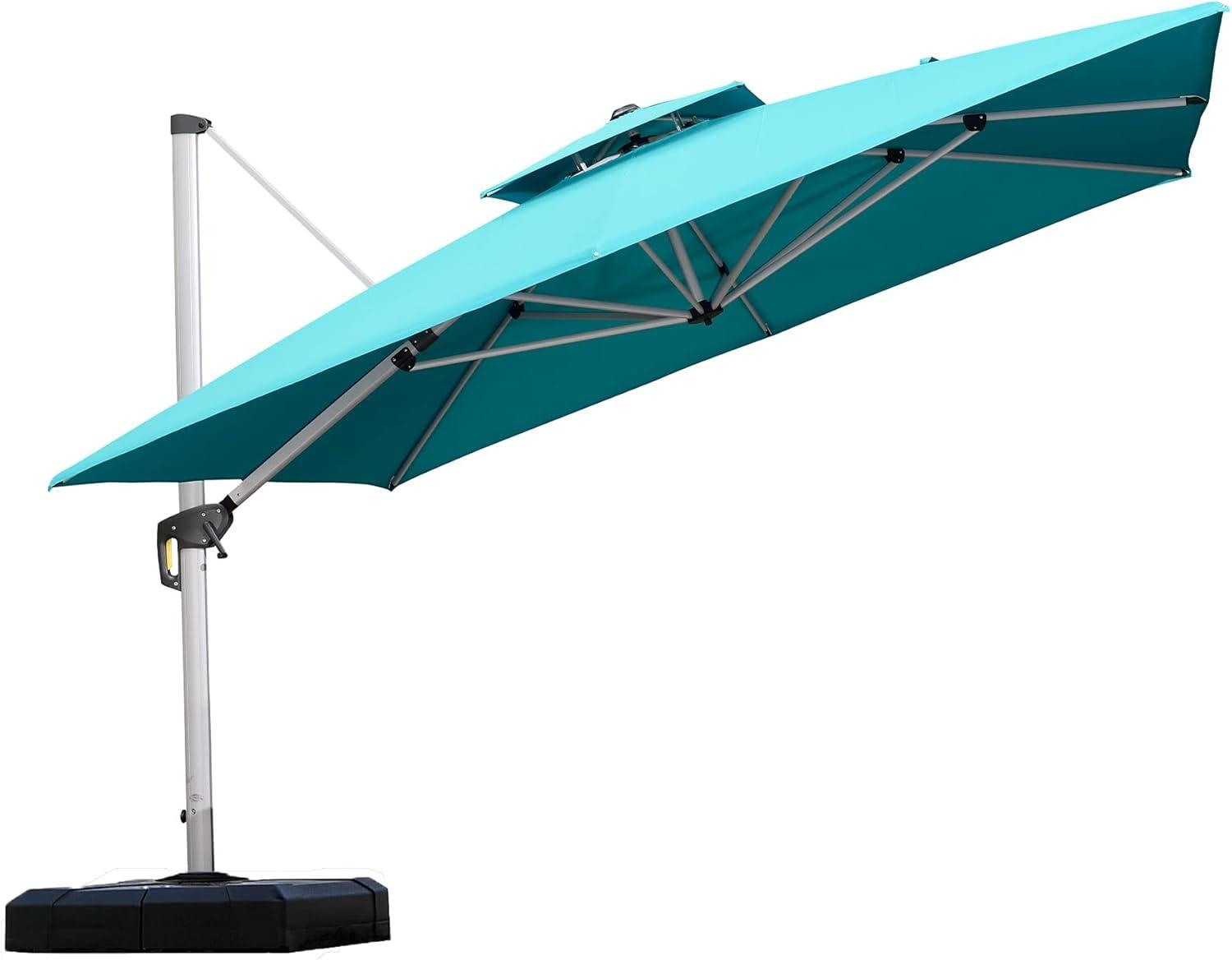 image:imagePURPLE LEAF 10 X 13 Patio Umbrella Outdoor Rectangle Umbrella Large Cantilever Umbrella Windproof Offset Heavy Duty Sun for Garden Deck Pool Patio BeigeTurquoise Blue