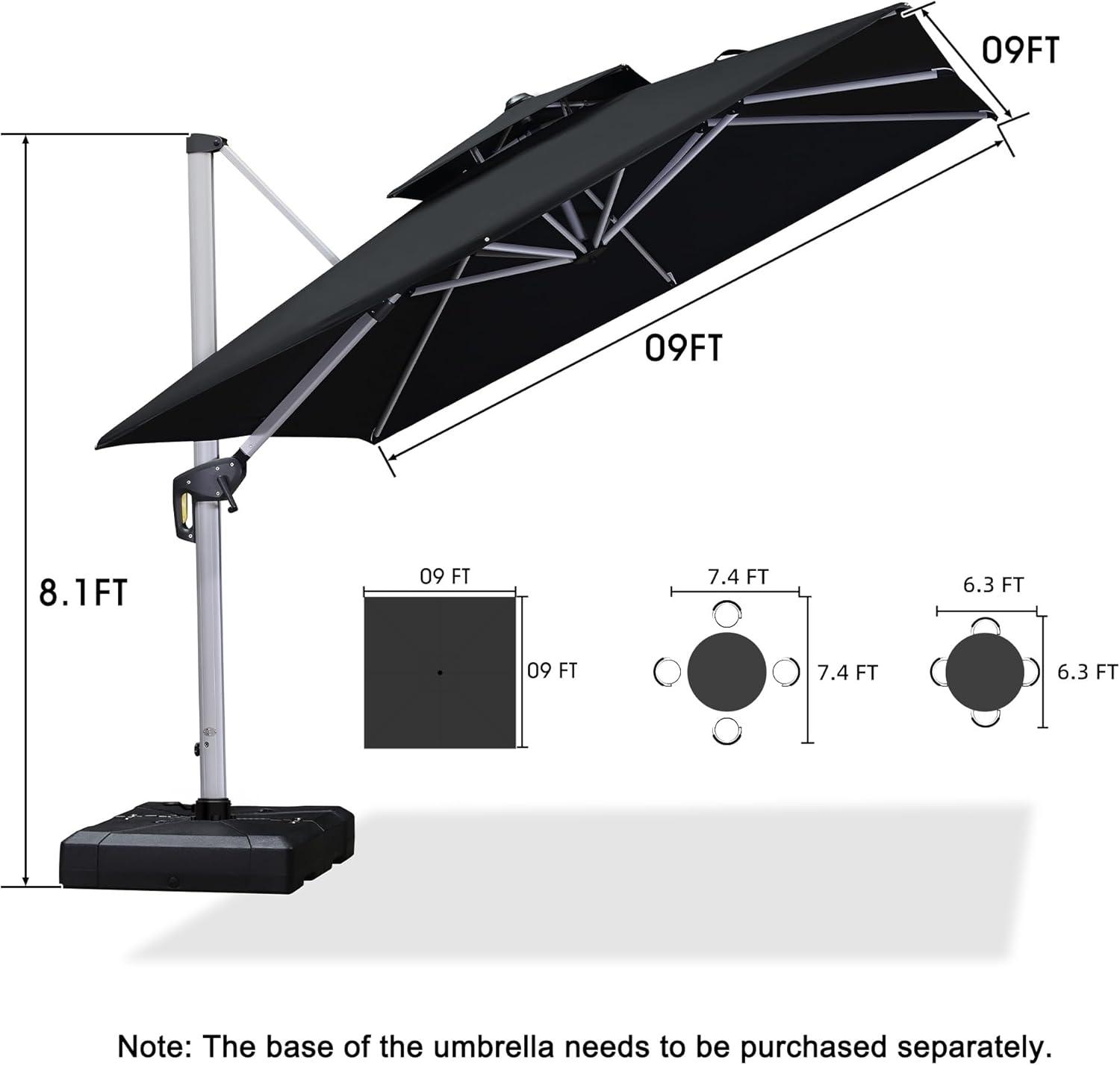 image:imagePURPLE LEAF 10 X 13 Patio Umbrella Outdoor Rectangle Umbrella Large Cantilever Umbrella Windproof Offset Heavy Duty Sun for Garden Deck Pool Patio BeigeBlack