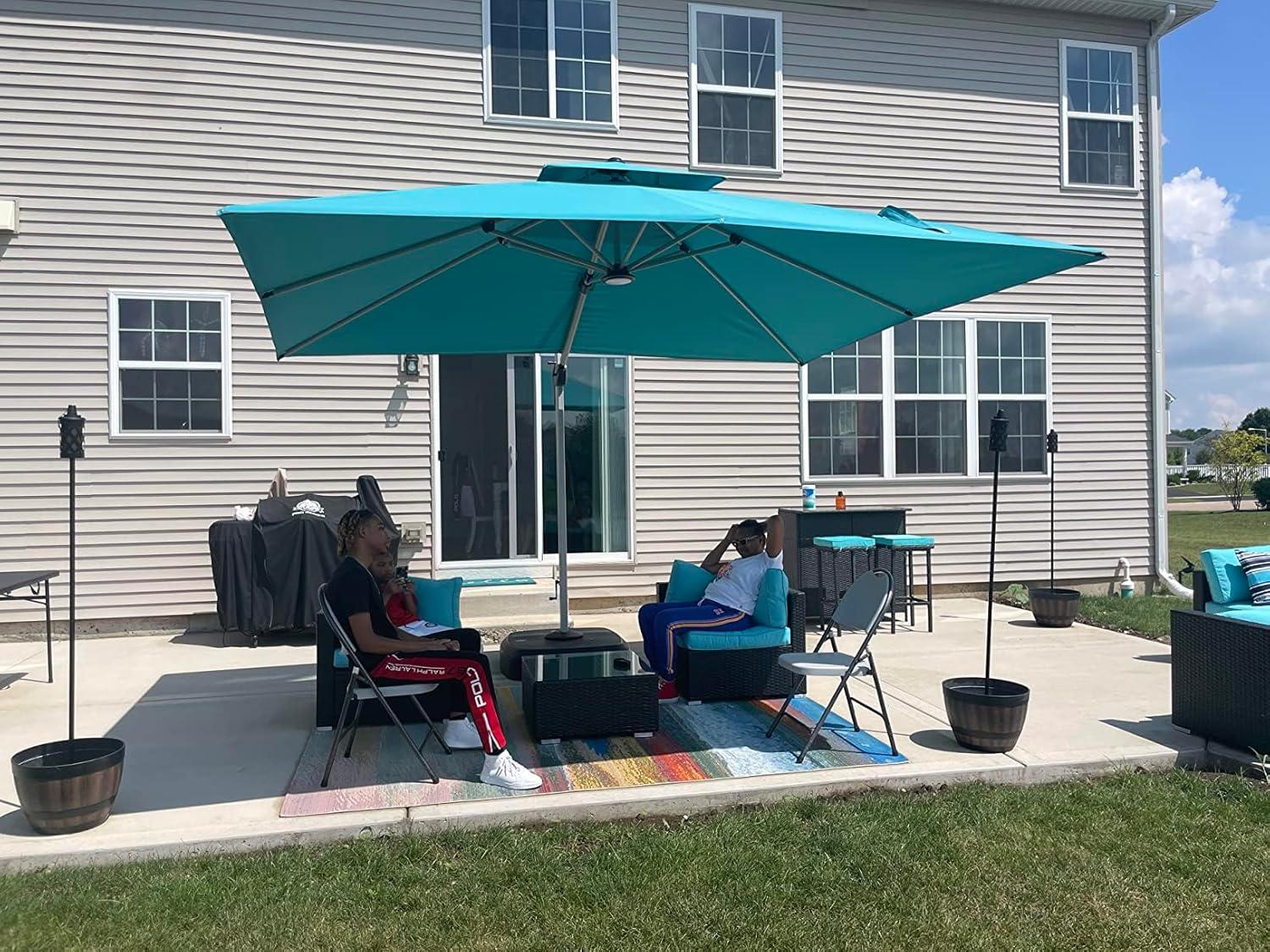 image:imagePURPLE LEAF 10 X 13 Patio Umbrella Outdoor Rectangle Umbrella Large Cantilever Umbrella Windproof Offset Heavy Duty Sun for Garden Deck Pool Patio BeigeTurquoise Blue