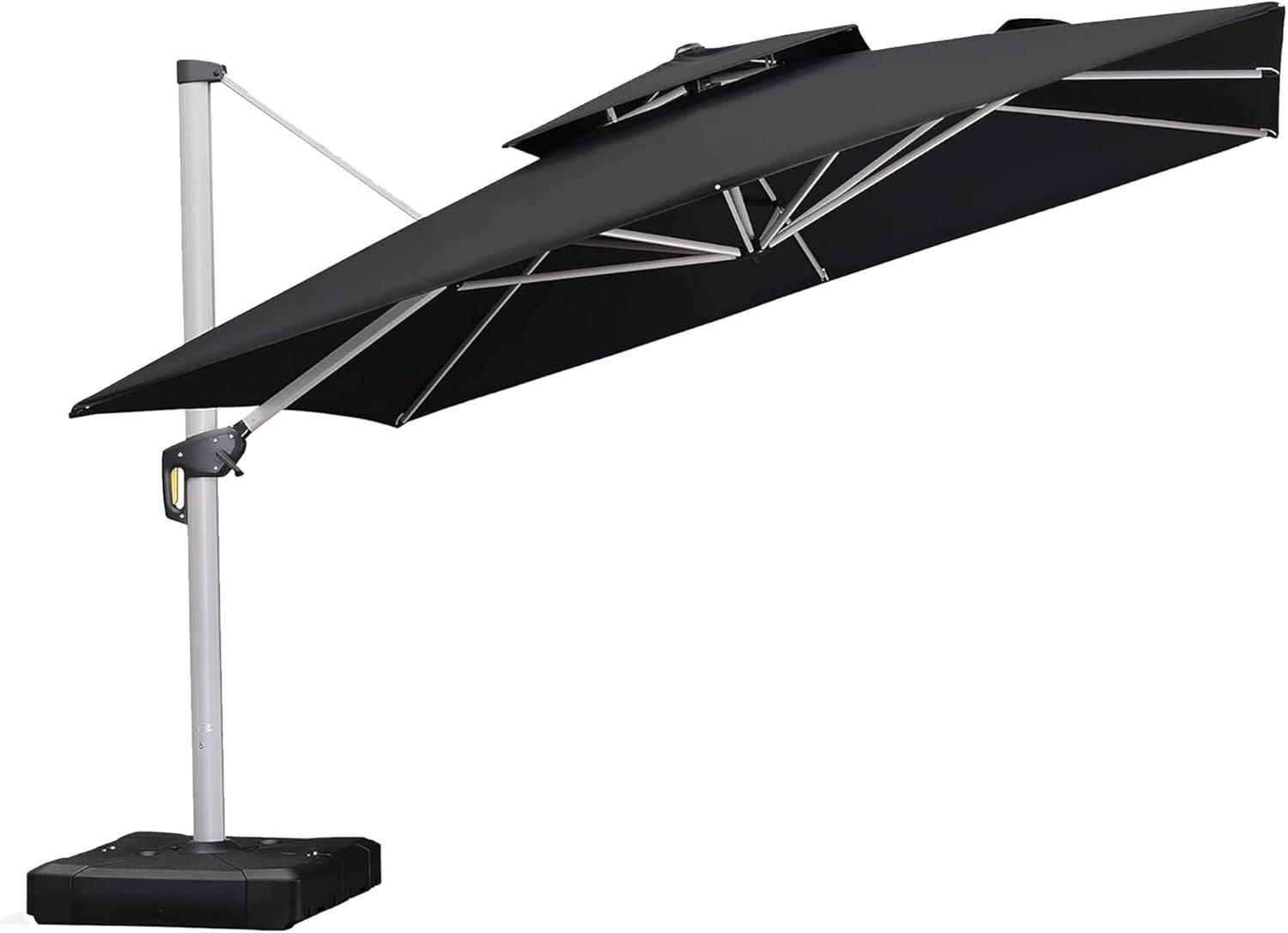 image:imagePURPLE LEAF 10 X 13 Patio Umbrella Outdoor Rectangle Umbrella Large Cantilever Umbrella Windproof Offset Heavy Duty Sun for Garden Deck Pool Patio BeigeBlack