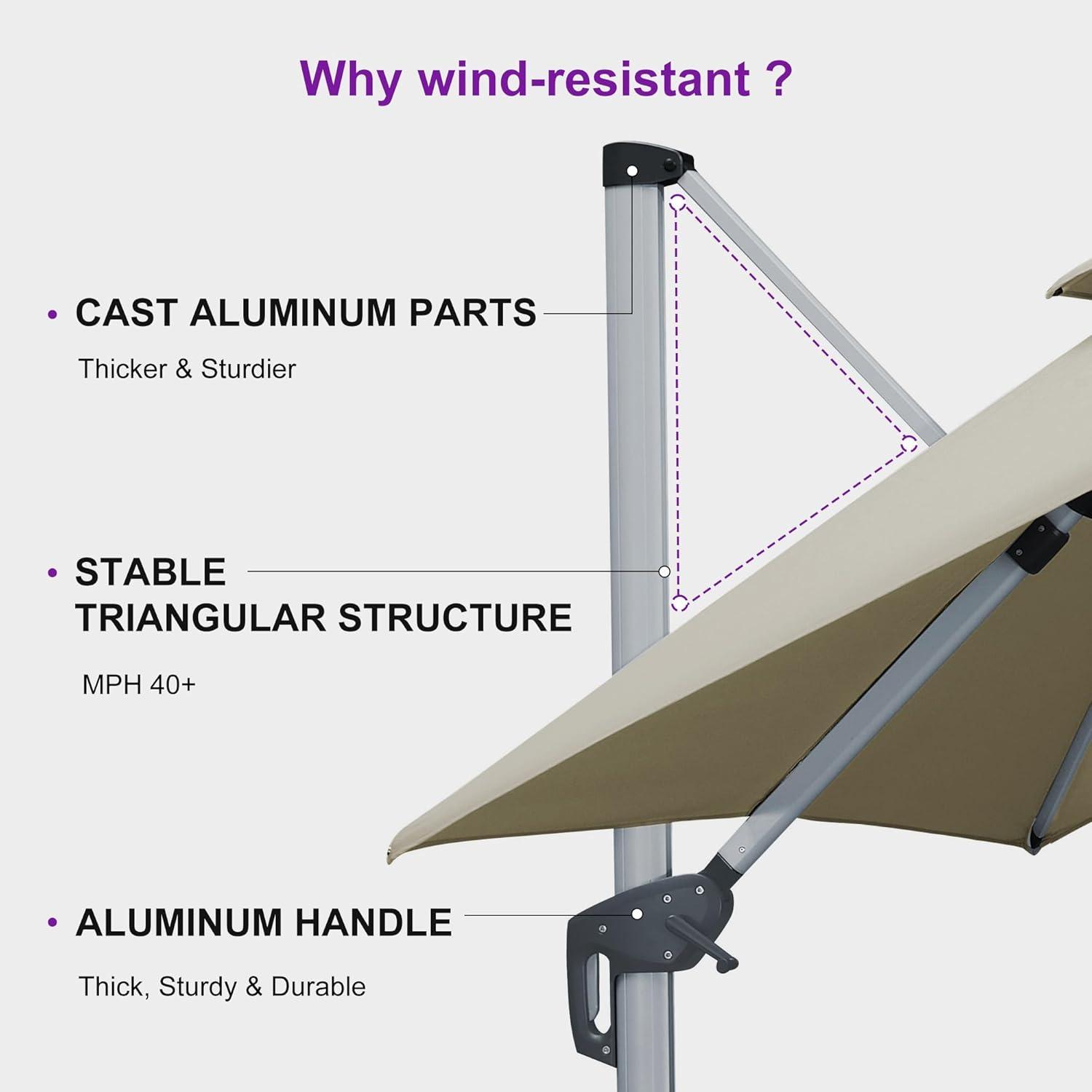 image:imagePURPLE LEAF 10 X 13 Patio Umbrella Outdoor Rectangle Umbrella Large Cantilever Umbrella Windproof Offset Heavy Duty Sun for Garden Deck Pool Patio BeigeSpectrum Sand