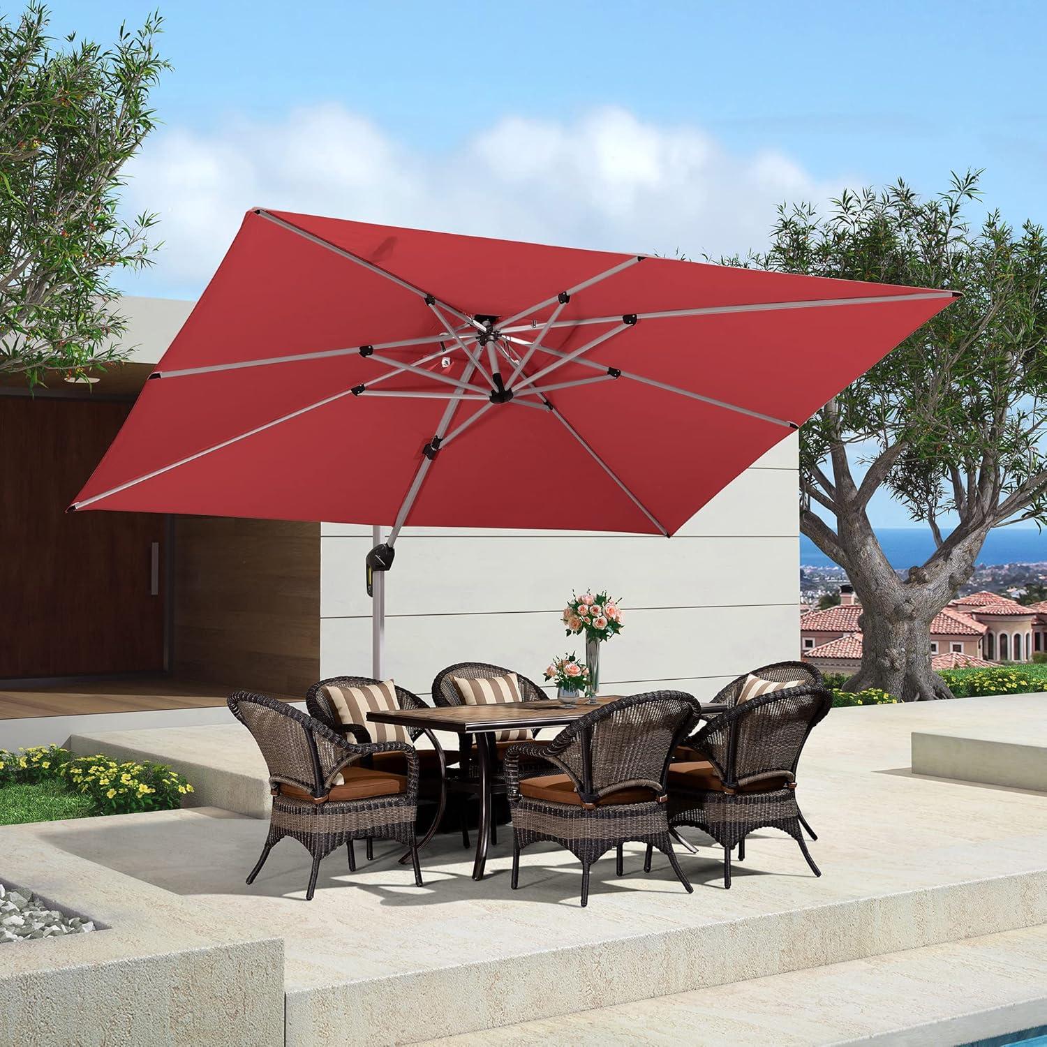 image:imagePURPLE LEAF 10 X 13 Patio Umbrella Outdoor Rectangle Umbrella Large Cantilever Umbrella Windproof Offset Heavy Duty Sun for Garden Deck Pool Patio BeigeTerra