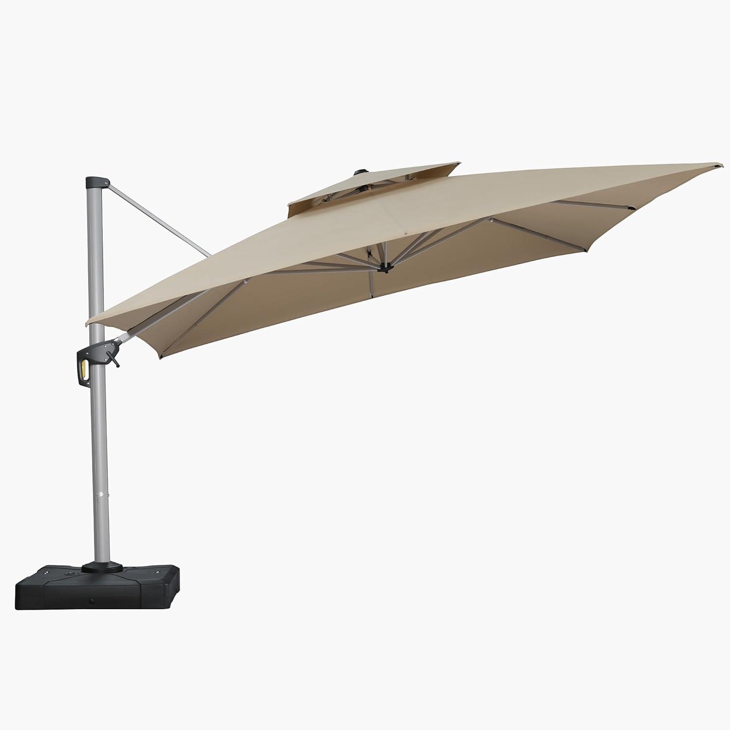image:imagePURPLE LEAF 10 X 13 Patio Umbrella Outdoor Rectangle Umbrella Large Cantilever Umbrella Windproof Offset Heavy Duty Sun for Garden Deck Pool Patio BeigeSpectrum Sand