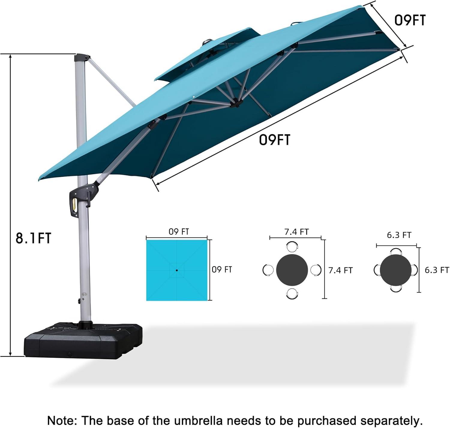 image:imagePURPLE LEAF 10 X 13 Patio Umbrella Outdoor Rectangle Umbrella Large Cantilever Umbrella Windproof Offset Heavy Duty Sun for Garden Deck Pool Patio BeigeTurquoise Blue