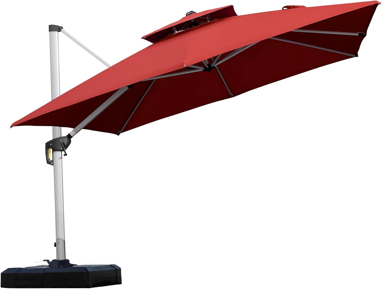 image:imagePURPLE LEAF 10 X 13 Patio Umbrella Outdoor Rectangle Umbrella Large Cantilever Umbrella Windproof Offset Heavy Duty Sun for Garden Deck Pool Patio BeigeBrick Red