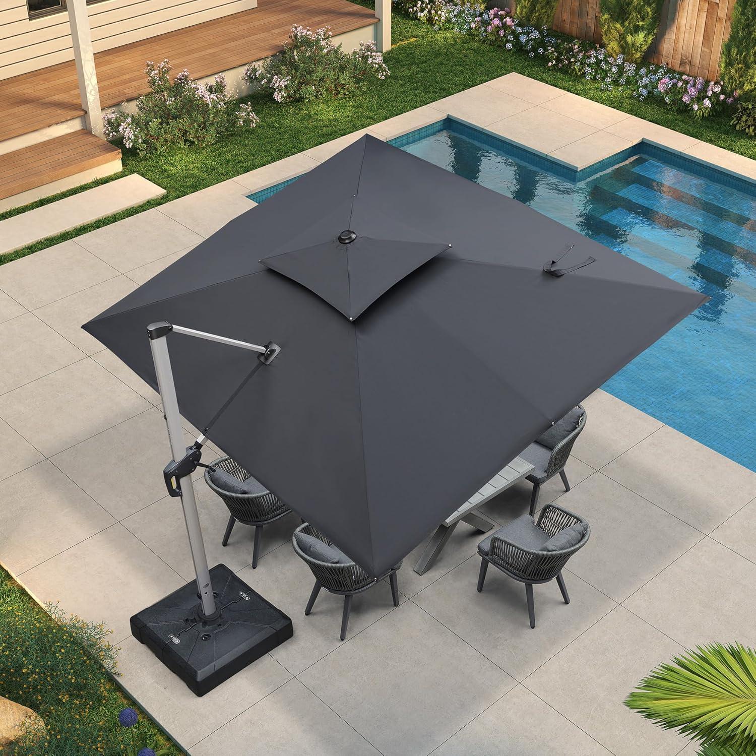 image:imagePURPLE LEAF 10 X 13 Patio Umbrella Outdoor Rectangle Umbrella Large Cantilever Umbrella Windproof Offset Heavy Duty Sun for Garden Deck Pool Patio BeigeGrey