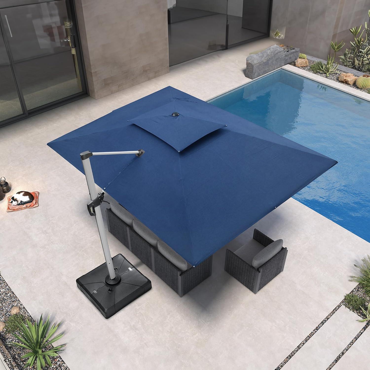 image:imagePURPLE LEAF 10 X 13 Patio Umbrella Outdoor Rectangle Umbrella Large Cantilever Umbrella Windproof Offset Heavy Duty Sun for Garden Deck Pool Patio BeigeSpectrum Indigo