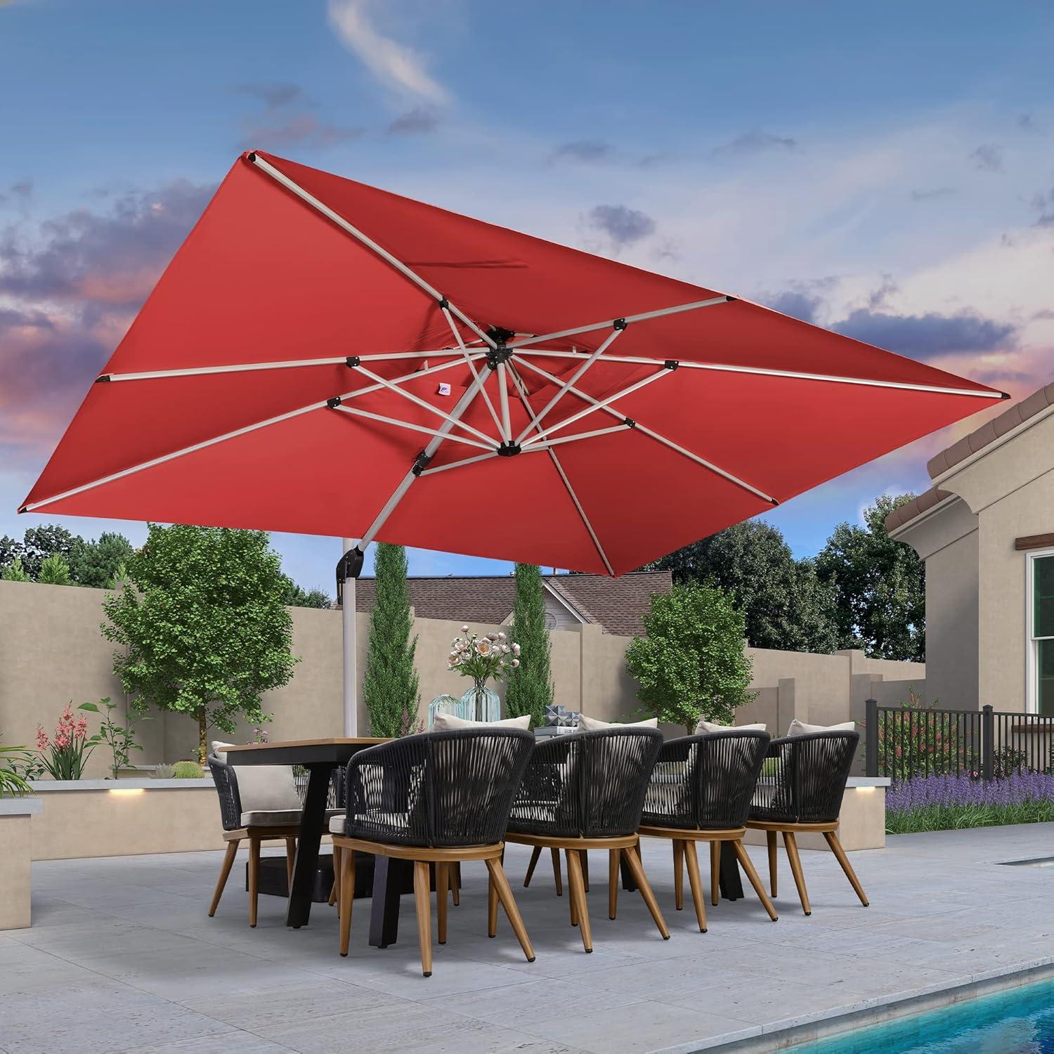 image:imagePURPLE LEAF 10 X 13 Patio Umbrella Outdoor Rectangle Umbrella Large Cantilever Umbrella Windproof Offset Heavy Duty Sun for Garden Deck Pool Patio BeigeTerra