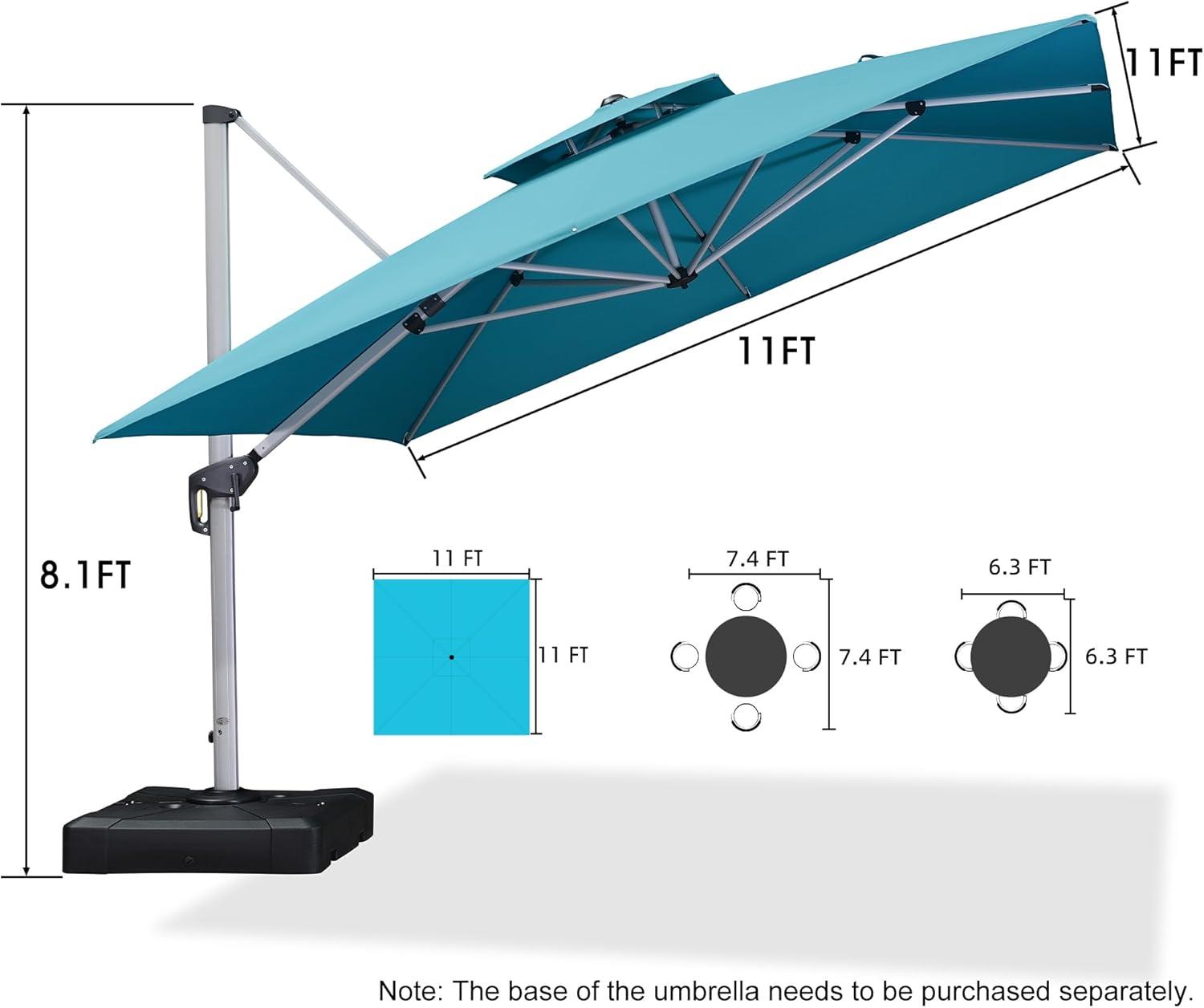 image:imagePURPLE LEAF 10 X 13 Patio Umbrella Outdoor Rectangle Umbrella Large Cantilever Umbrella Windproof Offset Heavy Duty Sun for Garden Deck Pool Patio BeigeTurquoise Blue