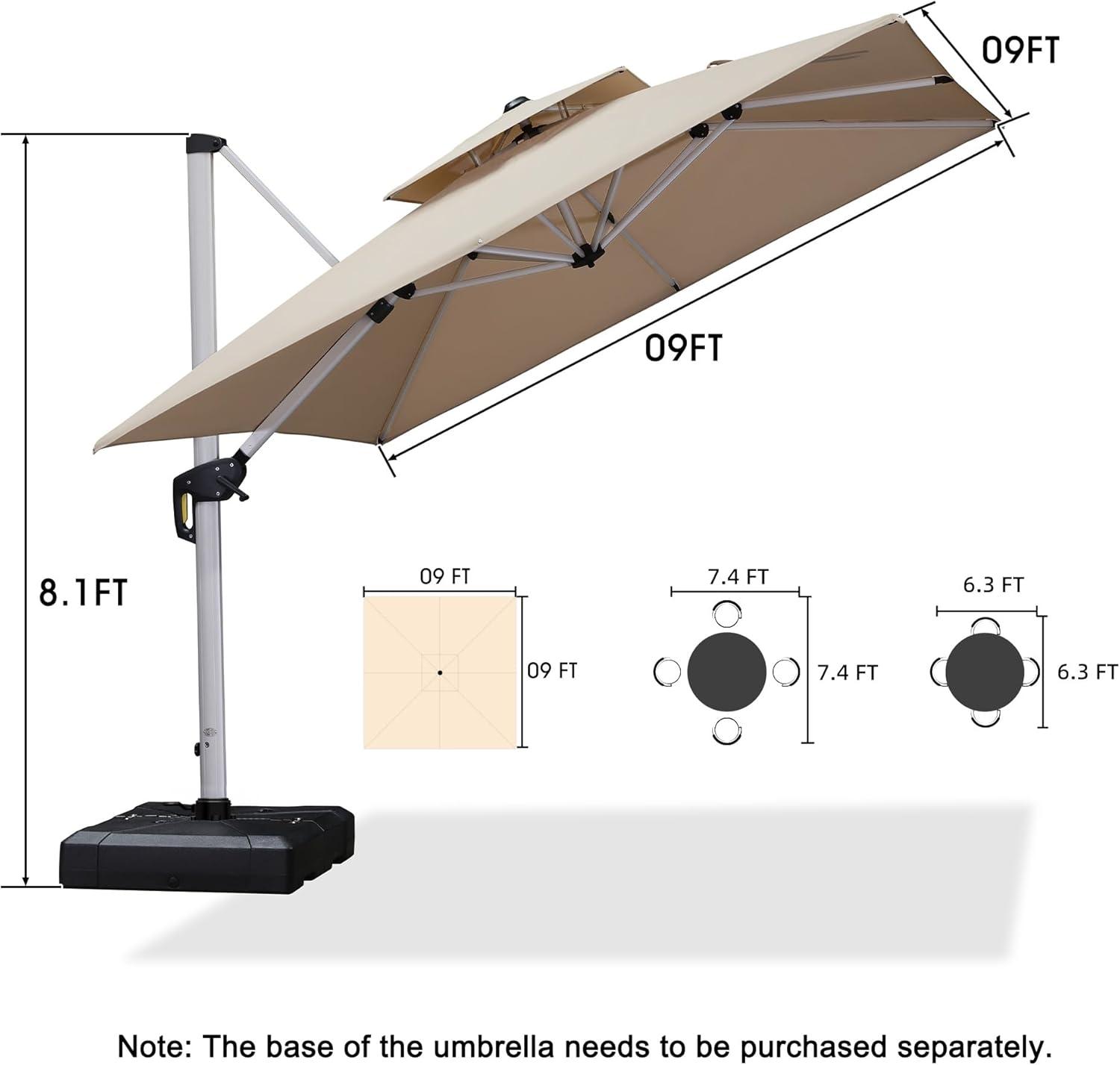 image:imagePURPLE LEAF 10 X 13 Patio Umbrella Outdoor Rectangle Umbrella Large Cantilever Umbrella Windproof Offset Heavy Duty Sun for Garden Deck Pool Patio BeigeBeige