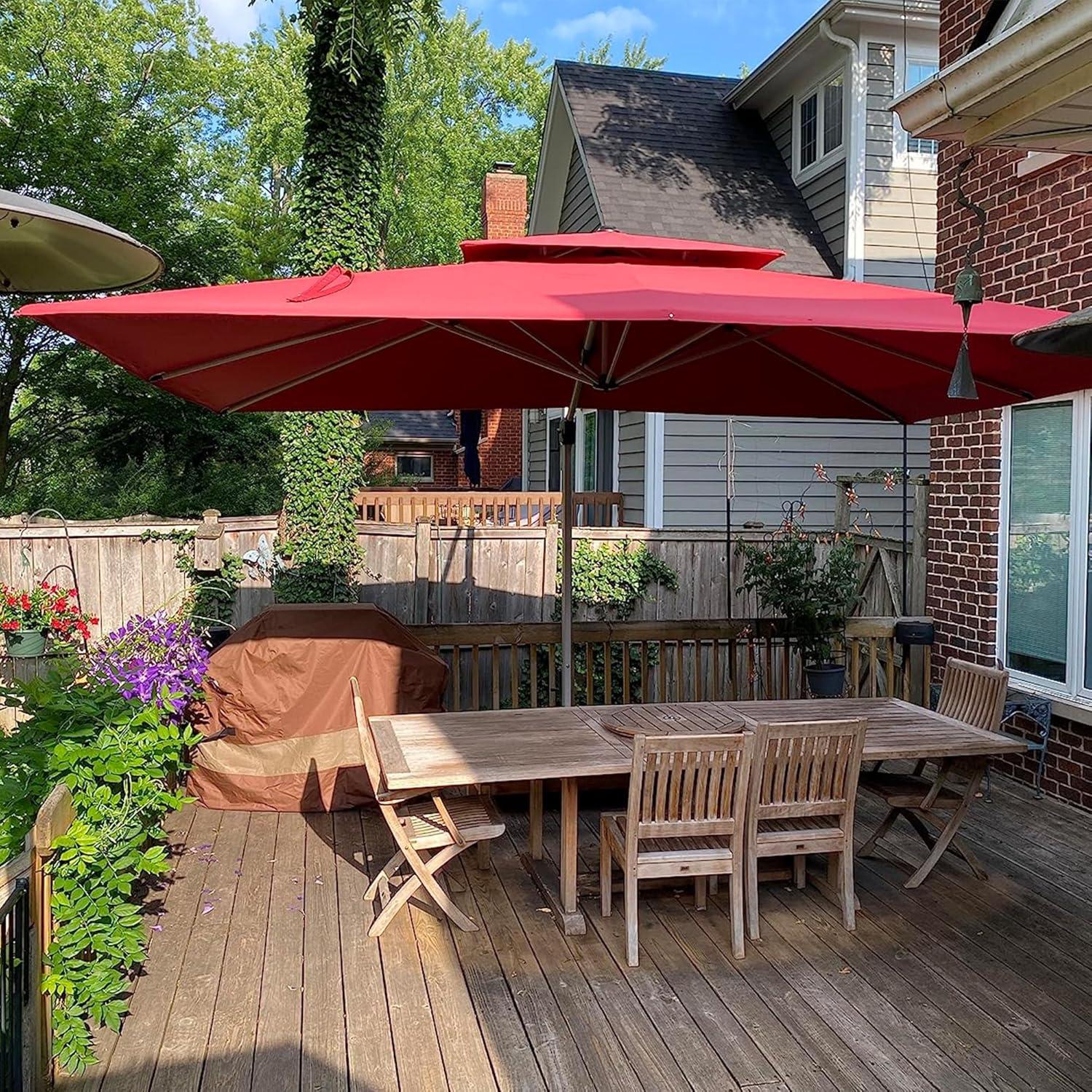 image:imagePURPLE LEAF 10 X 13 Patio Umbrella Outdoor Rectangle Umbrella Large Cantilever Umbrella Windproof Offset Heavy Duty Sun for Garden Deck Pool Patio BeigeTerra