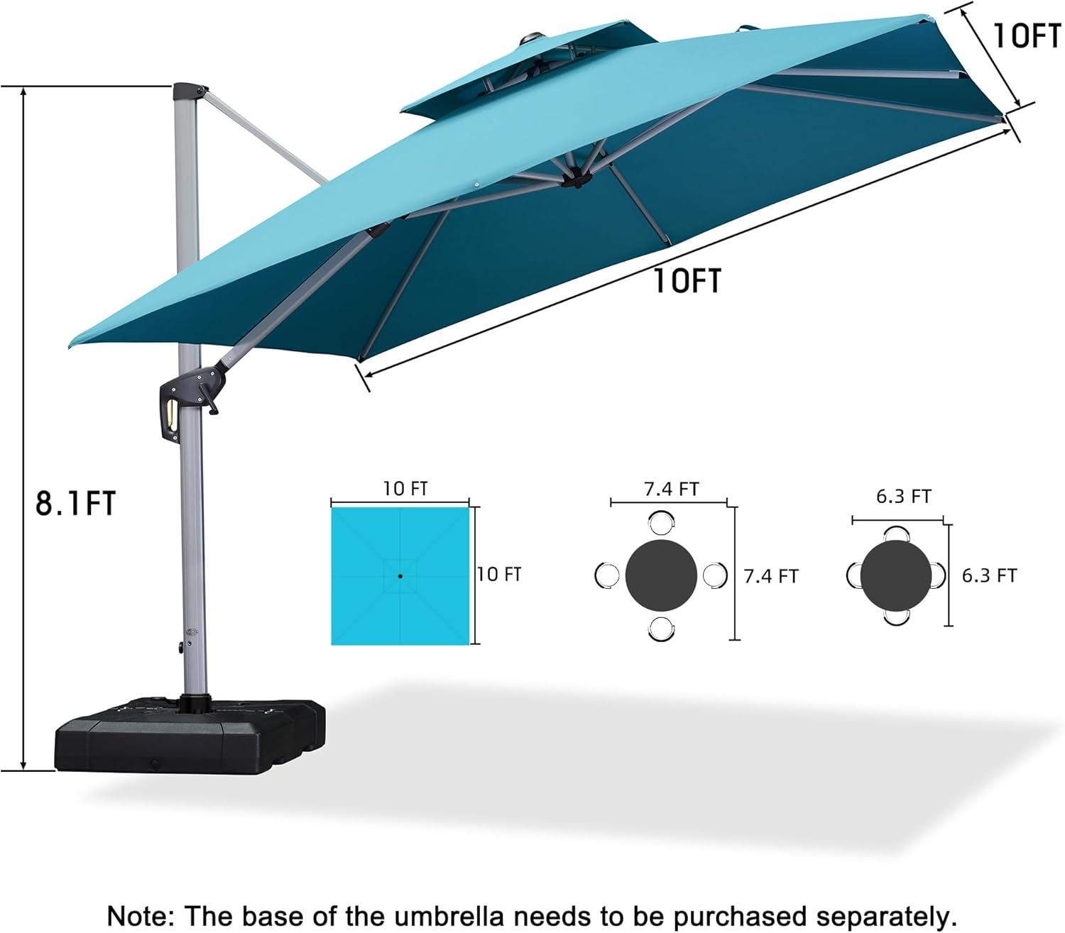 image:imagePURPLE LEAF 10 X 13 Patio Umbrella Outdoor Rectangle Umbrella Large Cantilever Umbrella Windproof Offset Heavy Duty Sun for Garden Deck Pool Patio BeigeTurquoise Blue