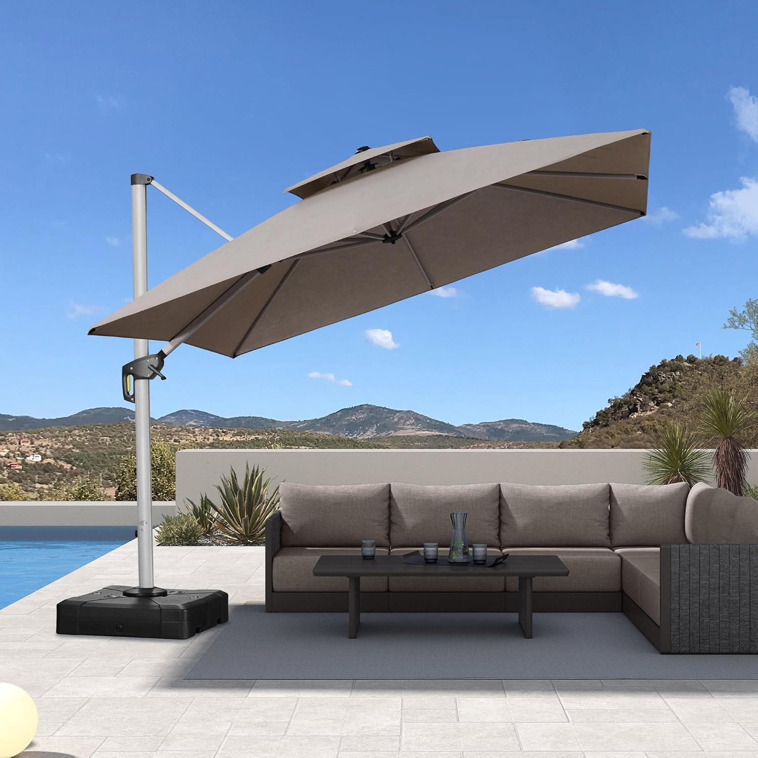 image:imagePURPLE LEAF 10 X 13 Patio Umbrella Outdoor Rectangle Umbrella Large Cantilever Umbrella Windproof Offset Heavy Duty Sun for Garden Deck Pool Patio BeigeCast Ash