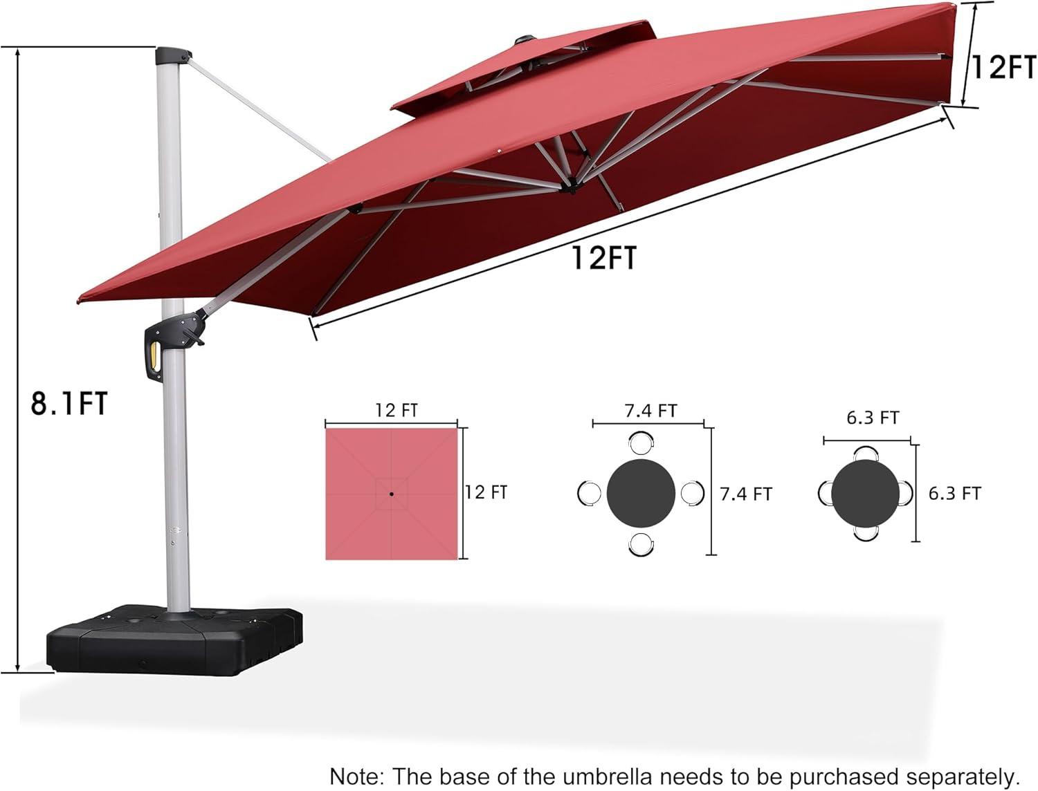 image:imagePURPLE LEAF 10 X 13 Patio Umbrella Outdoor Rectangle Umbrella Large Cantilever Umbrella Windproof Offset Heavy Duty Sun for Garden Deck Pool Patio BeigeTerra