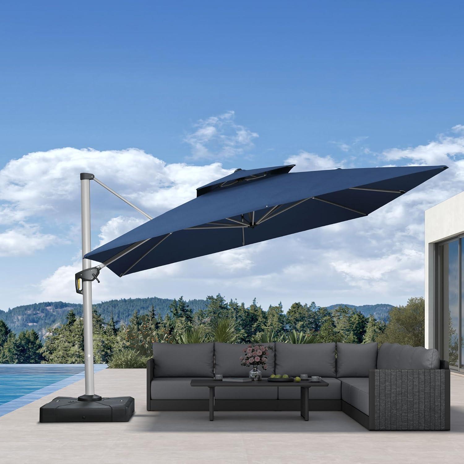 image:imagePURPLE LEAF 10 X 13 Patio Umbrella Outdoor Rectangle Umbrella Large Cantilever Umbrella Windproof Offset Heavy Duty Sun for Garden Deck Pool Patio BeigeSpectrum Indigo