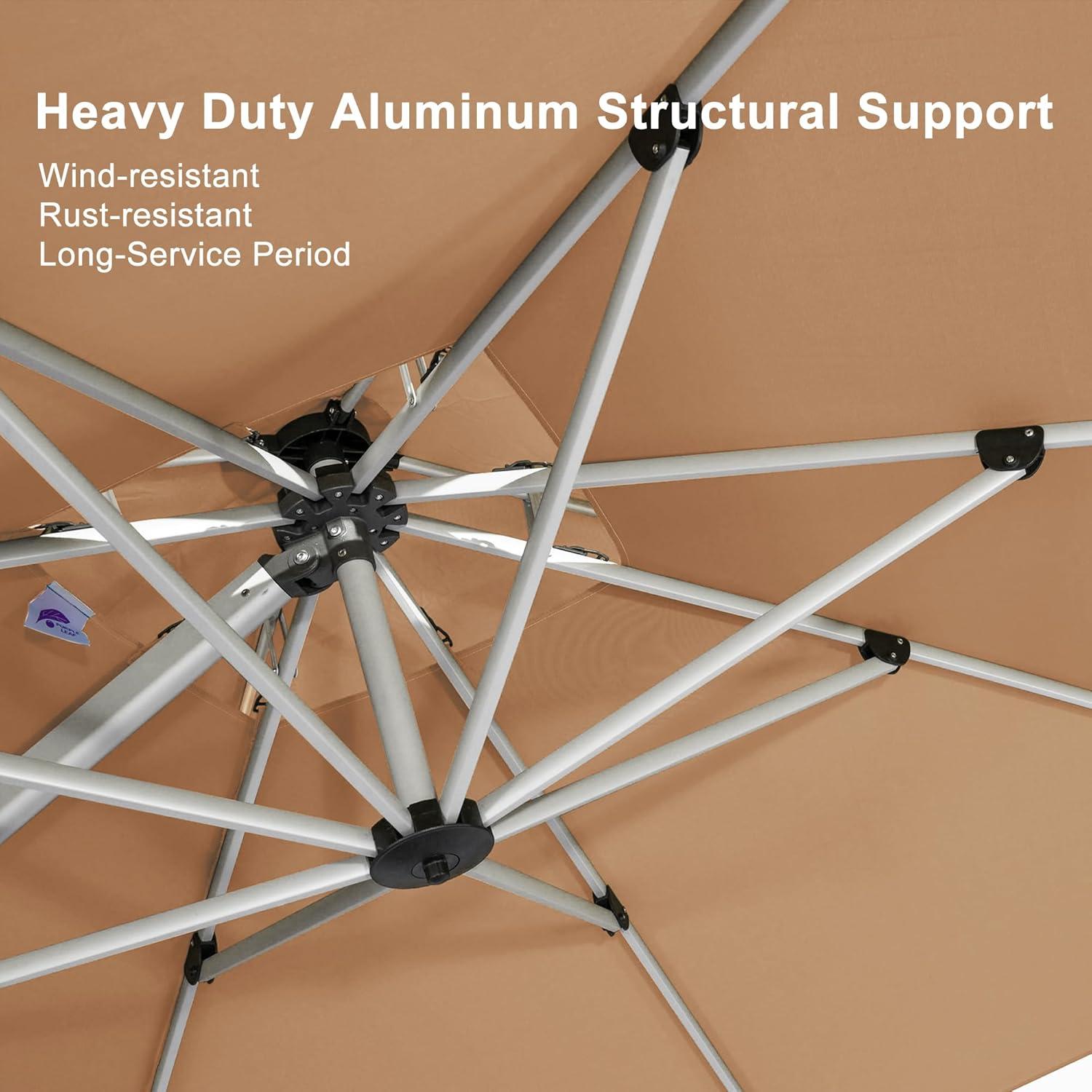 image:imagePURPLE LEAF 10 X 13 Patio Umbrella Outdoor Rectangle Umbrella Large Cantilever Umbrella Windproof Offset Heavy Duty Sun for Garden Deck Pool Patio BeigeBeige
