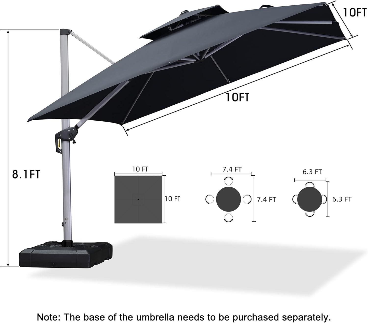 image:imagePURPLE LEAF 10 X 13 Patio Umbrella Outdoor Rectangle Umbrella Large Cantilever Umbrella Windproof Offset Heavy Duty Sun for Garden Deck Pool Patio BeigeGrey