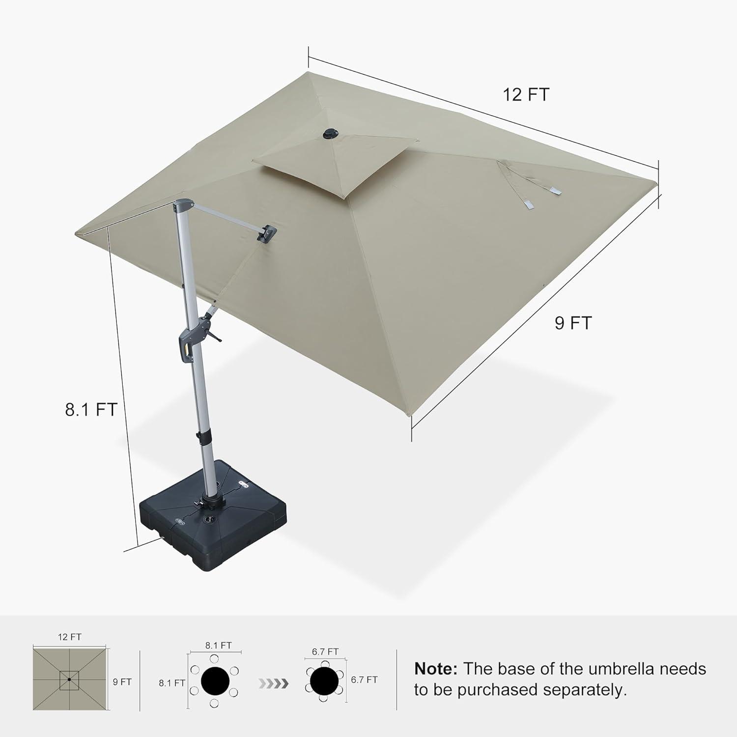 image:imagePURPLE LEAF 10 X 13 Patio Umbrella Outdoor Rectangle Umbrella Large Cantilever Umbrella Windproof Offset Heavy Duty Sun for Garden Deck Pool Patio BeigeSpectrum Sand