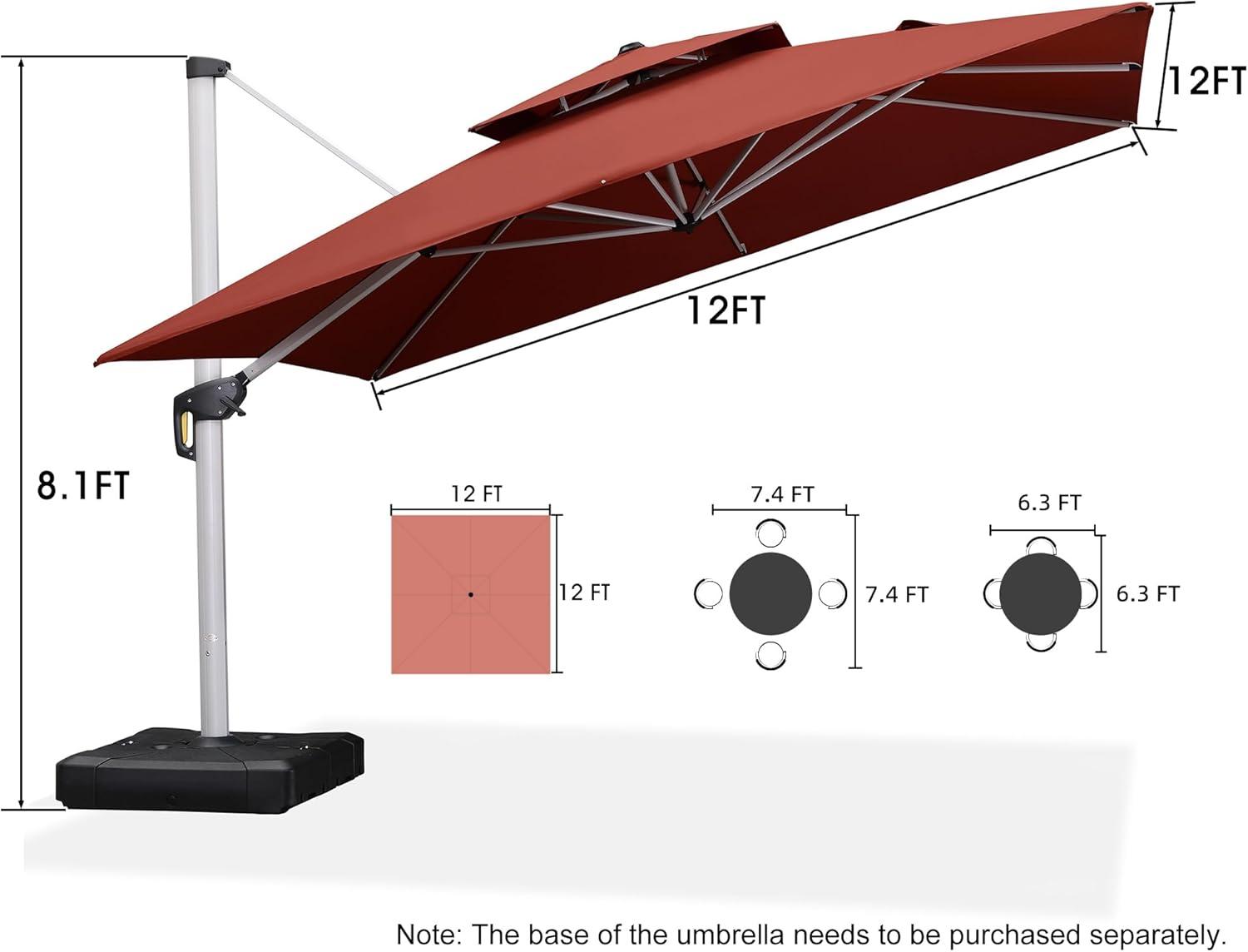 image:imagePURPLE LEAF 10 X 13 Patio Umbrella Outdoor Rectangle Umbrella Large Cantilever Umbrella Windproof Offset Heavy Duty Sun for Garden Deck Pool Patio BeigeBrick Red