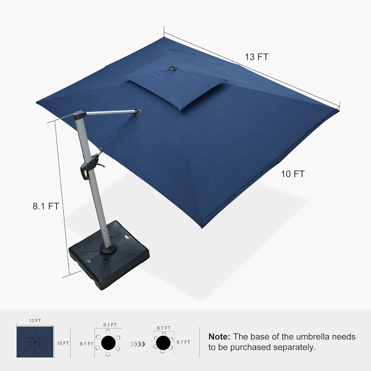 image:imagePURPLE LEAF 10 X 13 Patio Umbrella Outdoor Rectangle Umbrella Large Cantilever Umbrella Windproof Offset Heavy Duty Sun for Garden Deck Pool Patio BeigeSpectrum Indigo