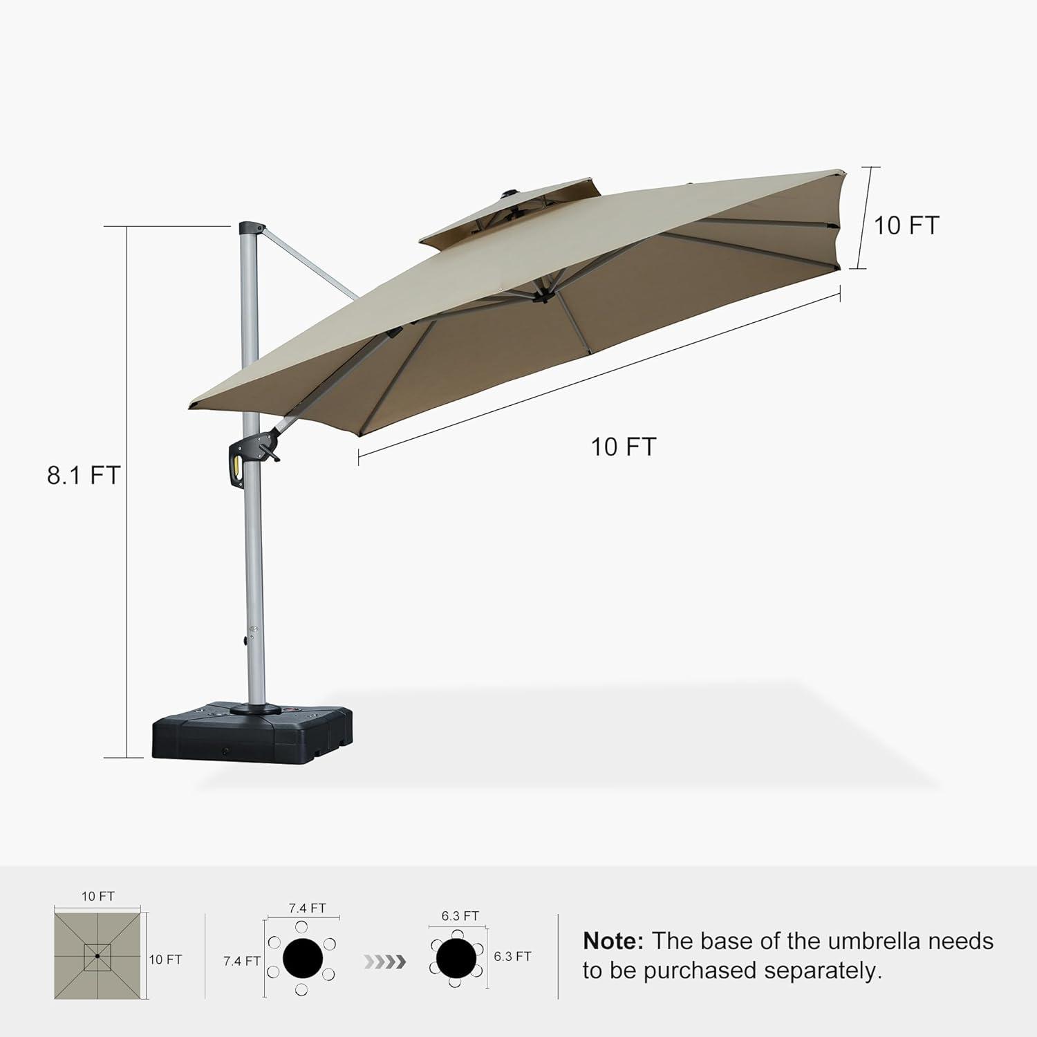 image:imagePURPLE LEAF 10 X 13 Patio Umbrella Outdoor Rectangle Umbrella Large Cantilever Umbrella Windproof Offset Heavy Duty Sun for Garden Deck Pool Patio BeigeSpectrum Sand
