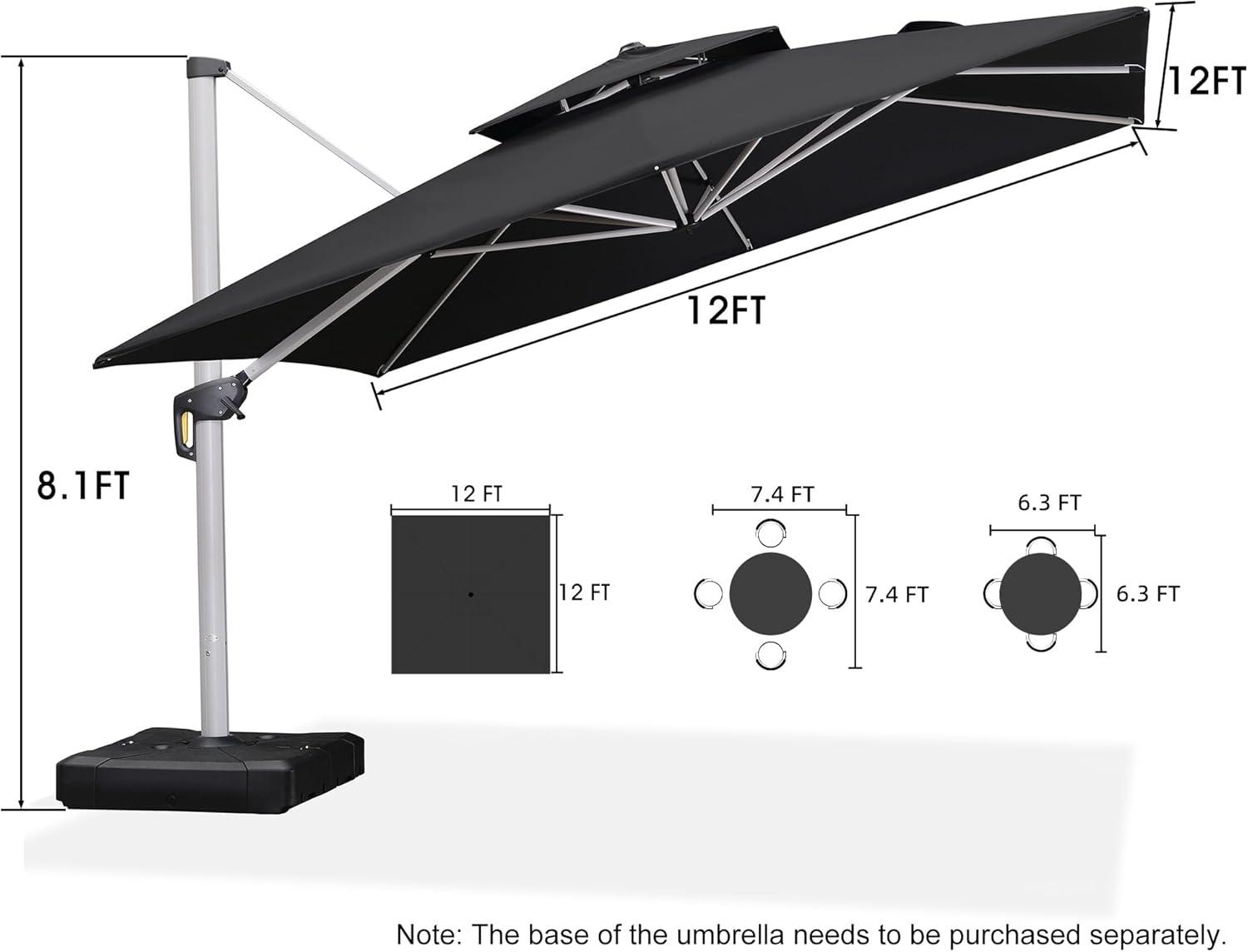 image:imagePURPLE LEAF 10 X 13 Patio Umbrella Outdoor Rectangle Umbrella Large Cantilever Umbrella Windproof Offset Heavy Duty Sun for Garden Deck Pool Patio BeigeBlack